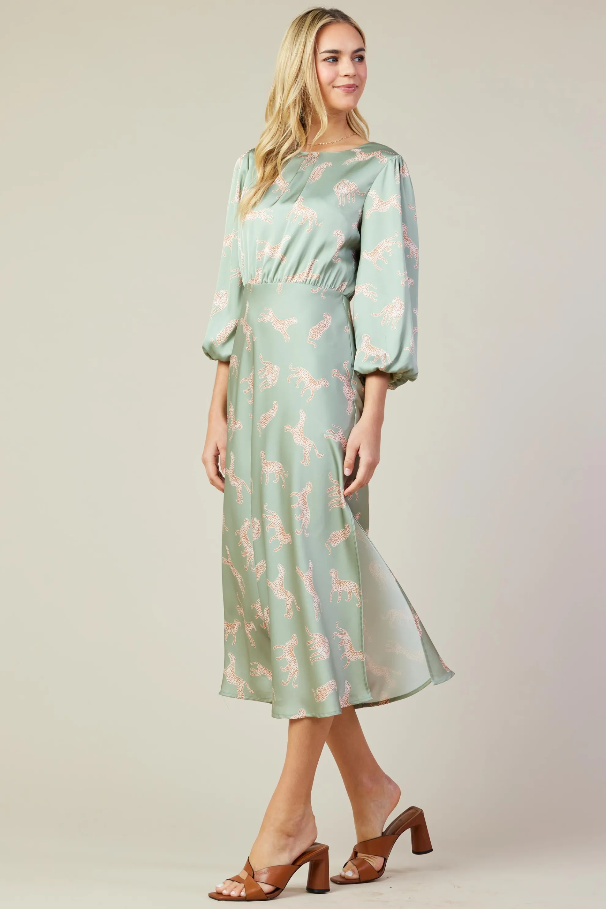 Cheetah Print Midi Dress