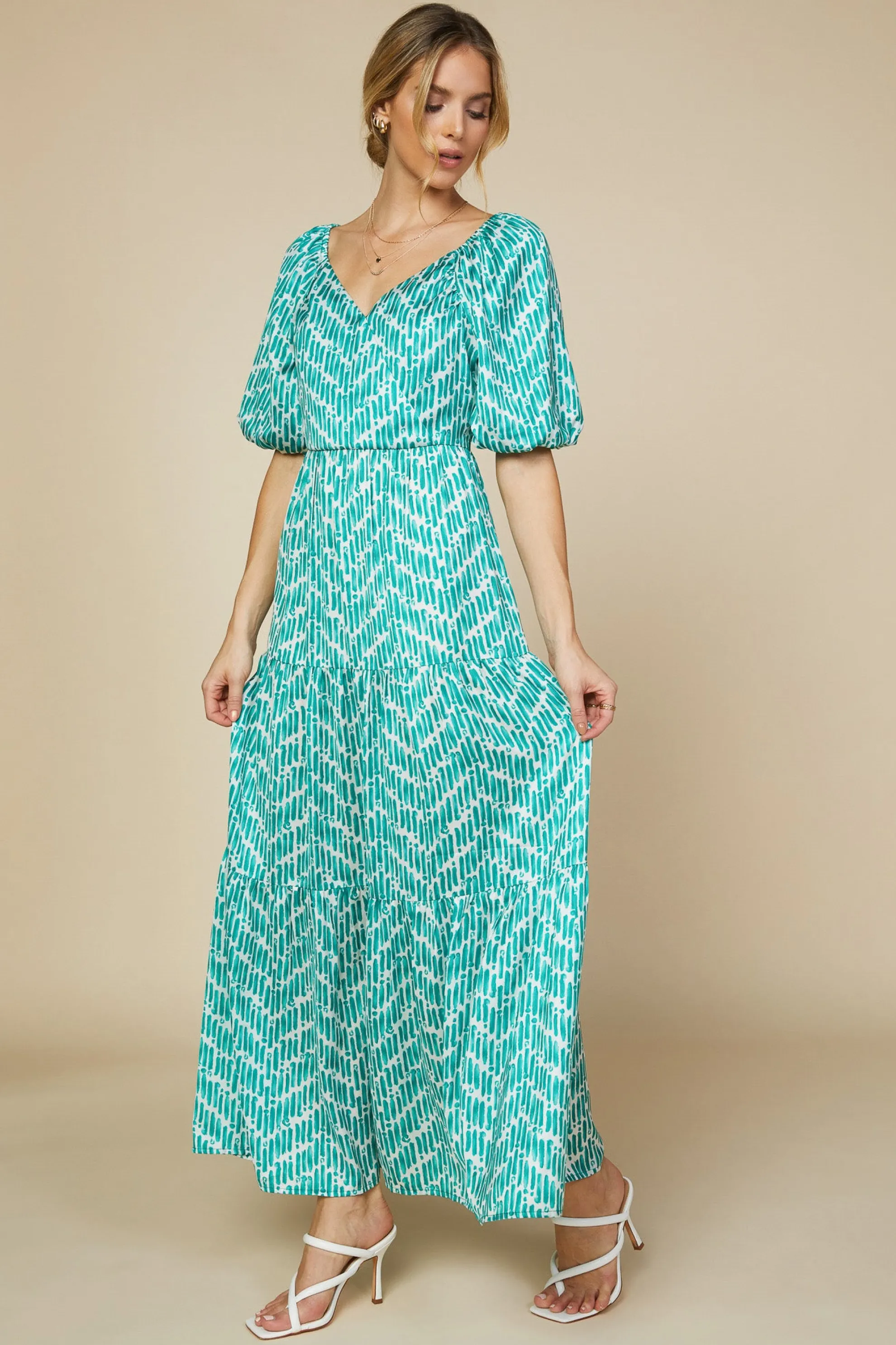 Watercolor Chevron Maxi Dress
