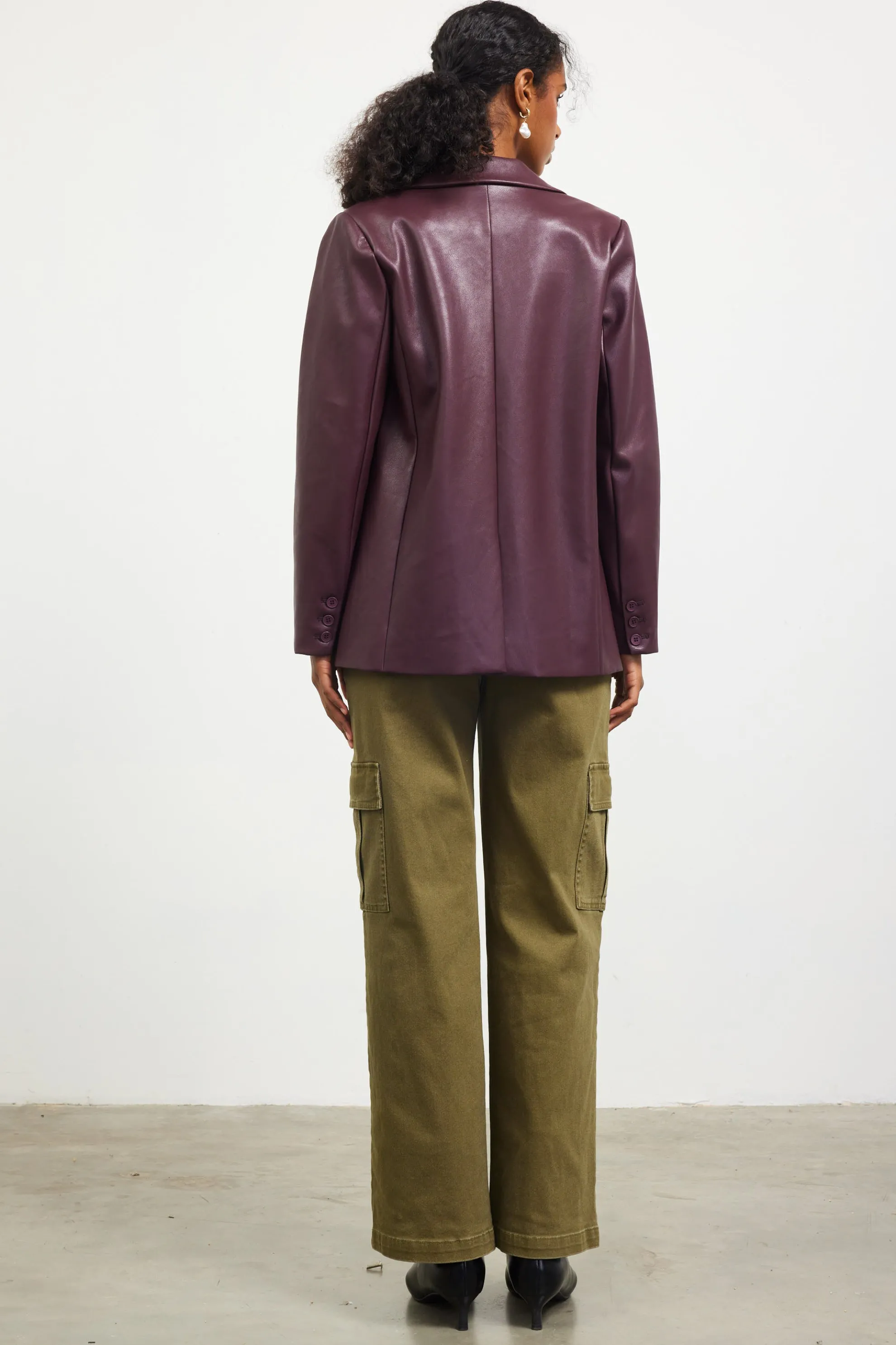 Faux Leather Tailored Blazer