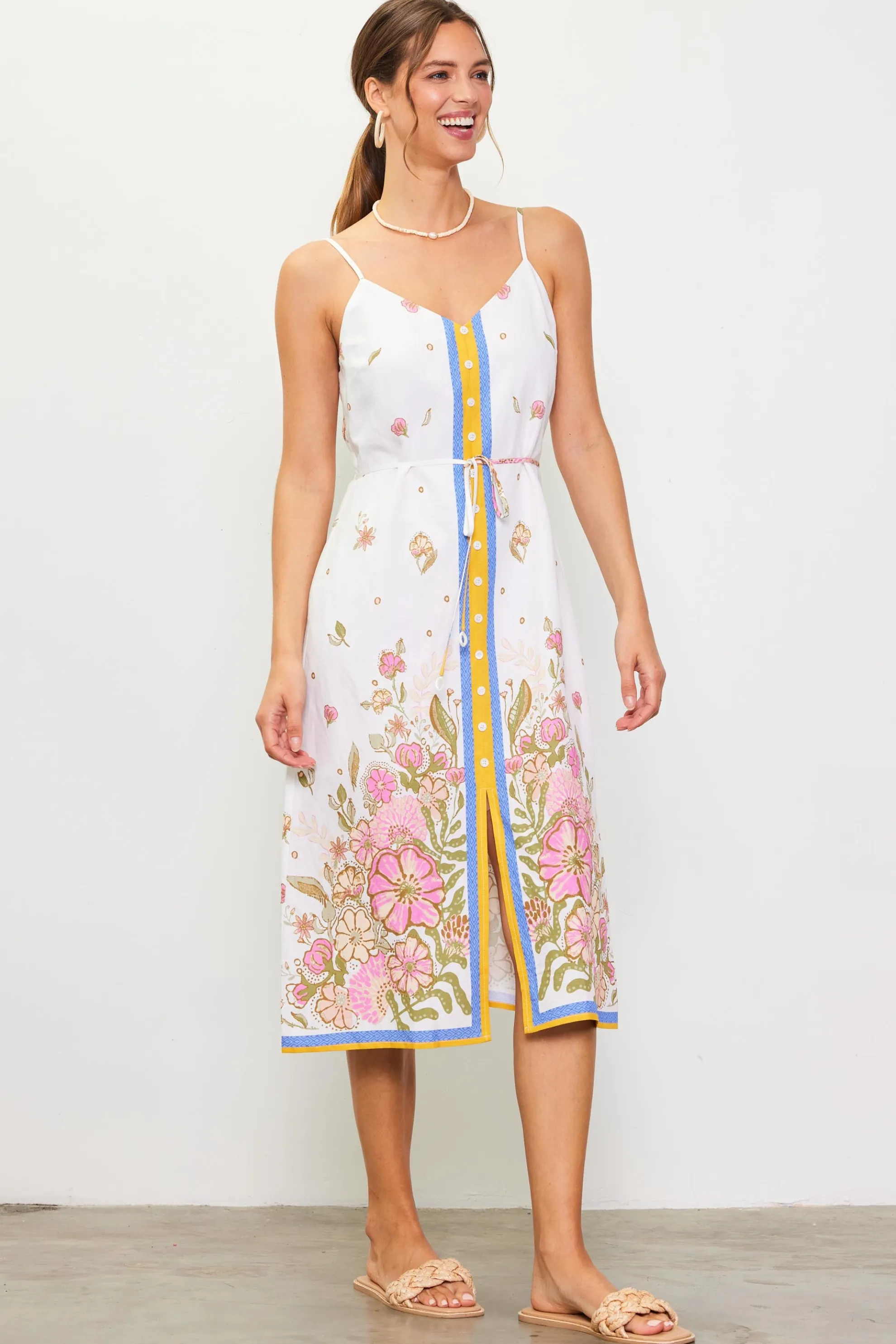 Lanya Floral Print Midi Dress