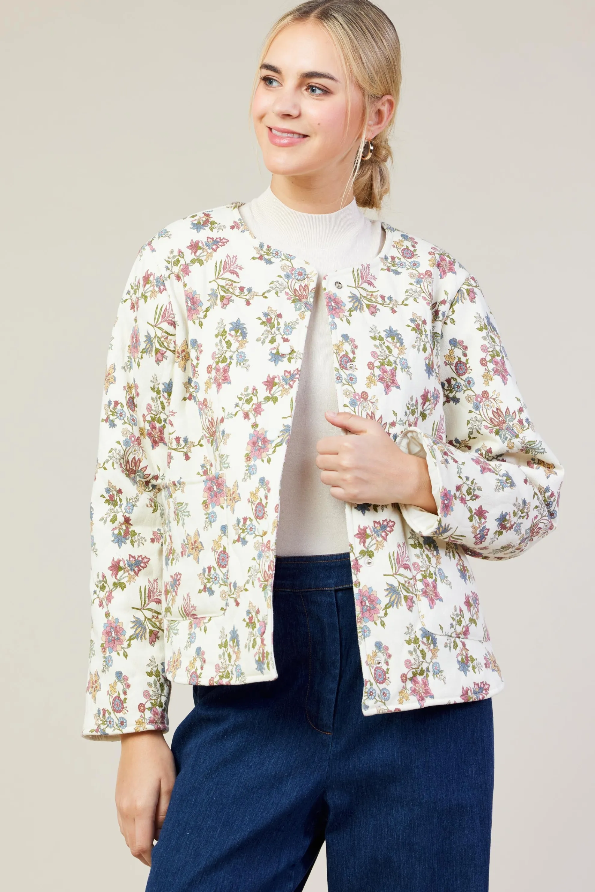 Floral Print Quilted Jacket