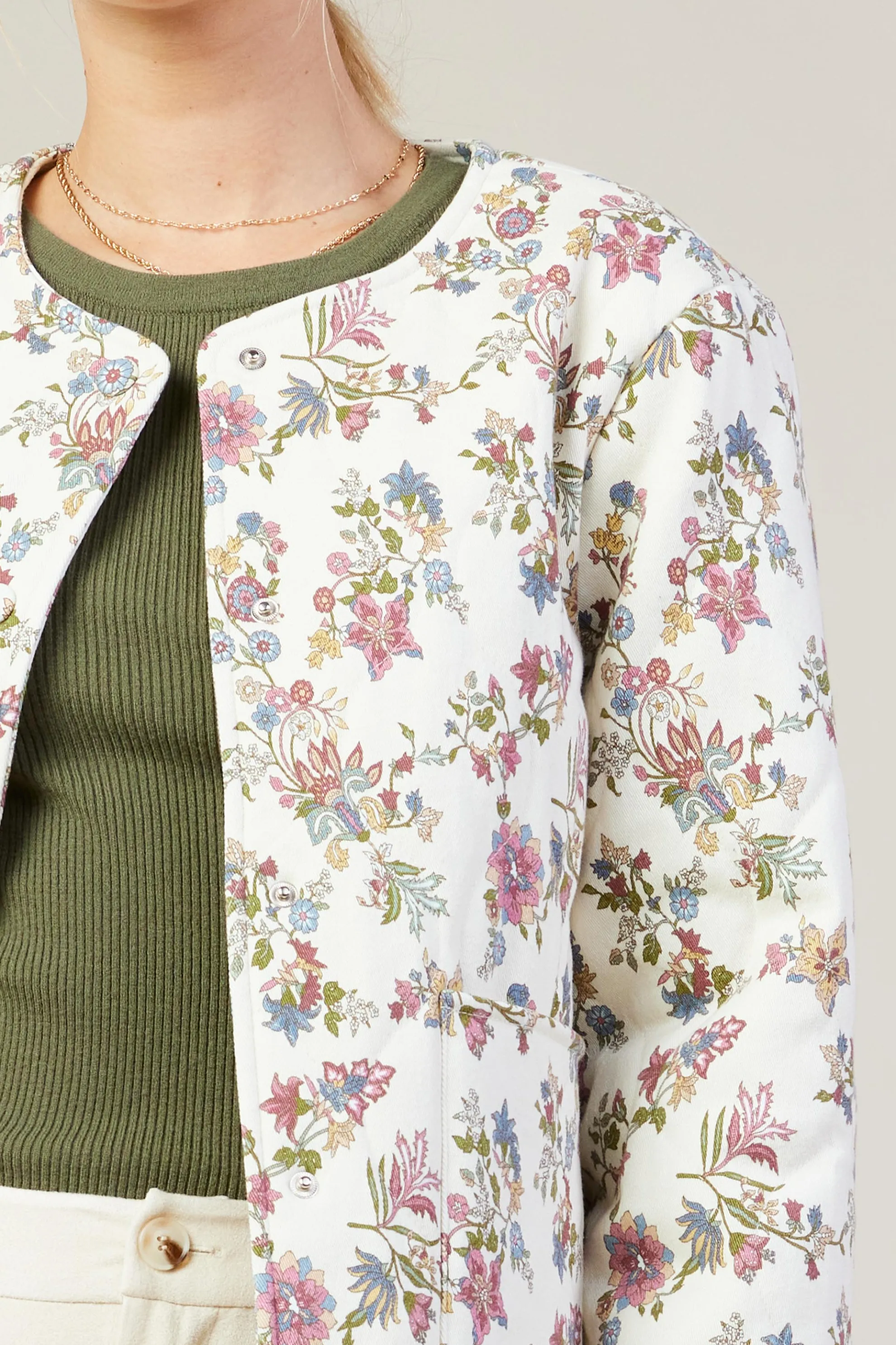 Floral Print Quilted Jacket