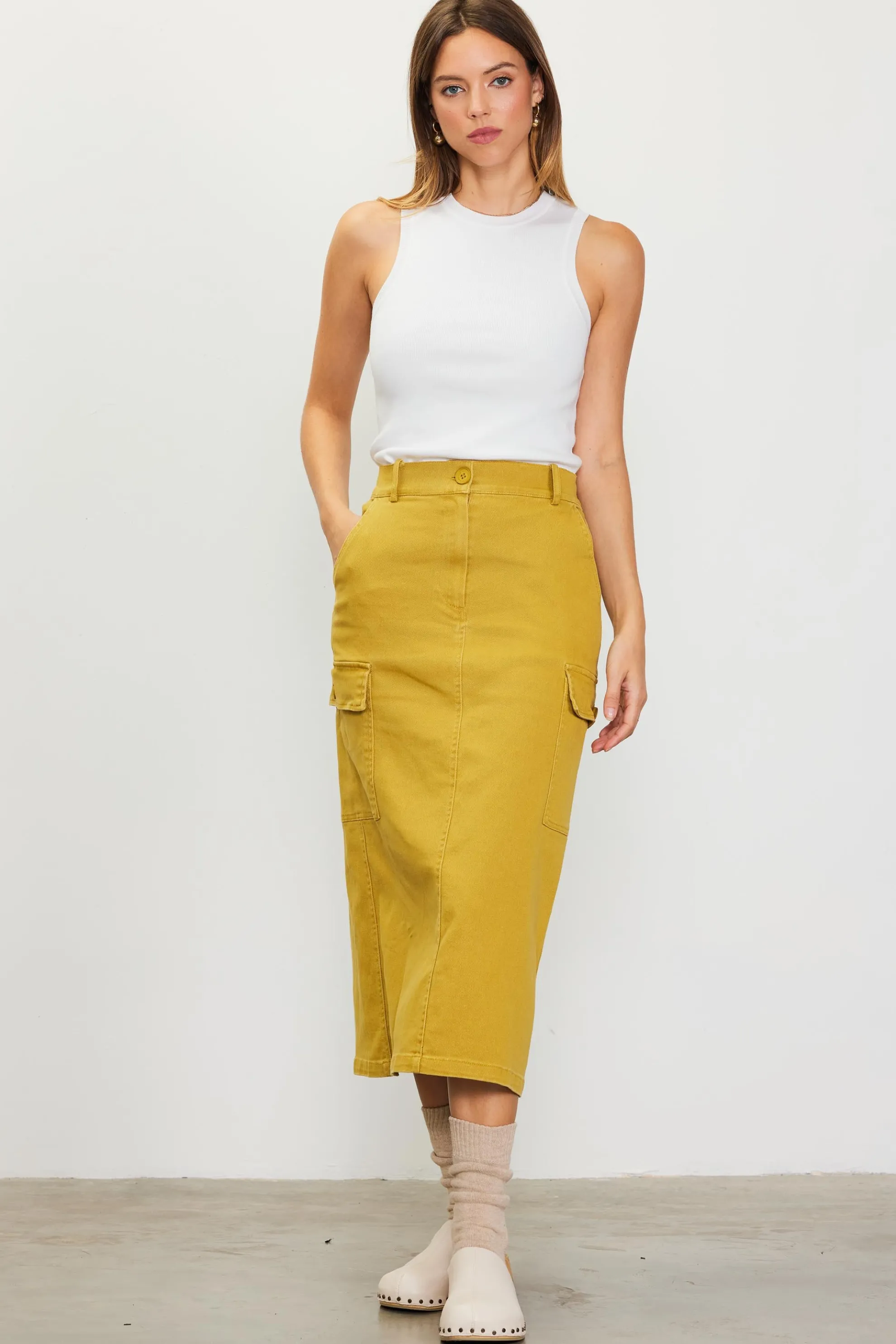 Cotton Twill Cargo Skirt