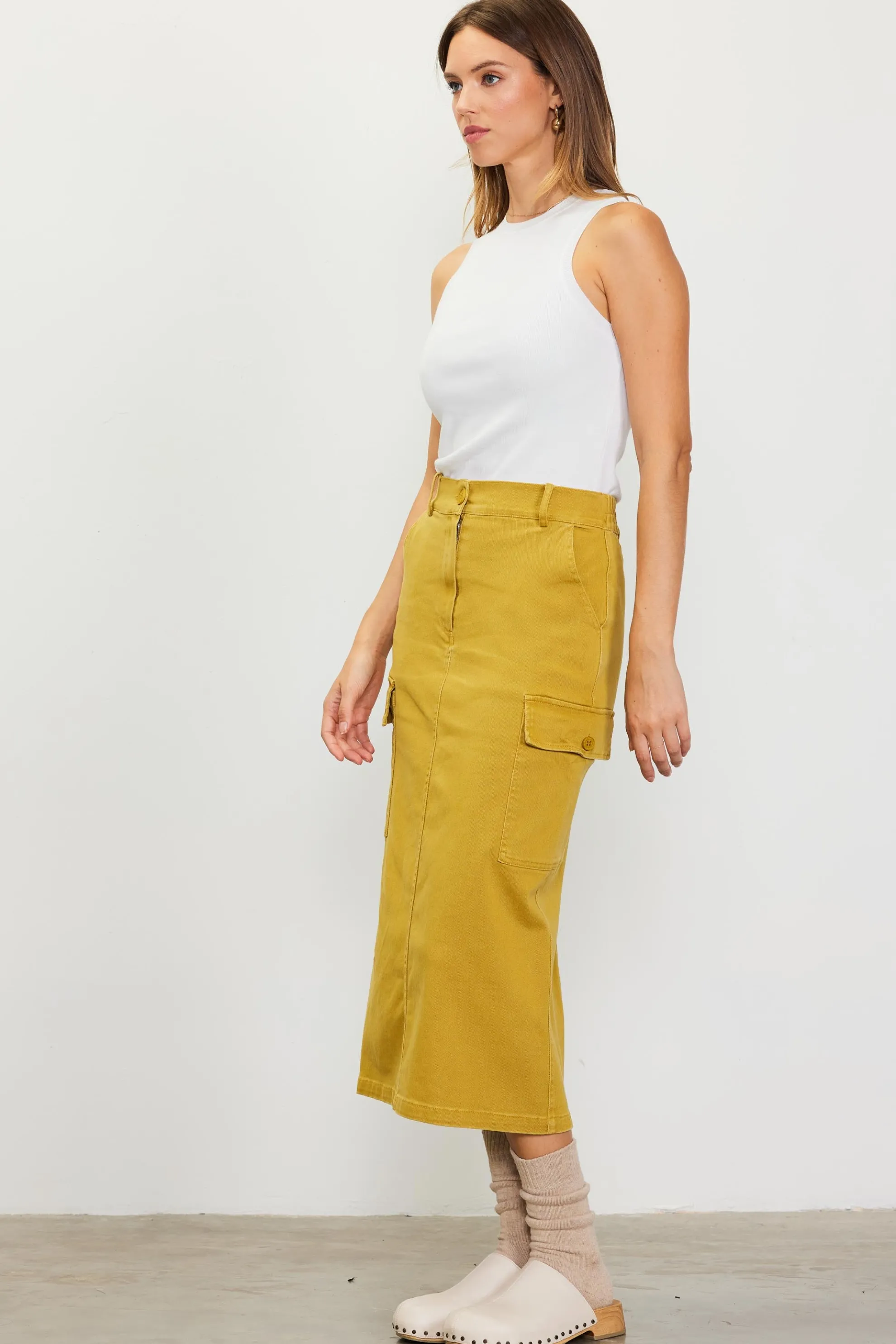 Cotton Twill Cargo Skirt