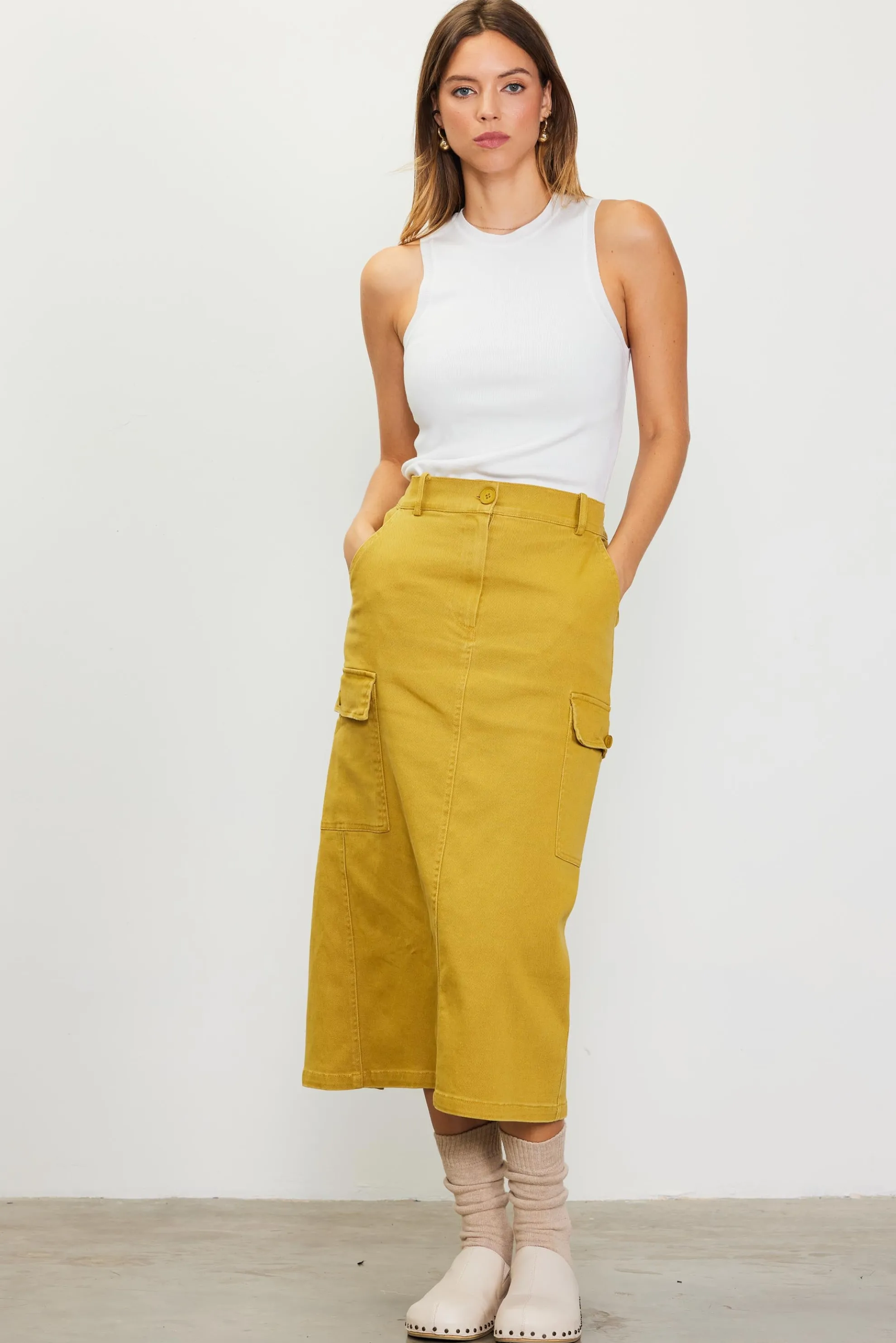 Cotton Twill Cargo Skirt