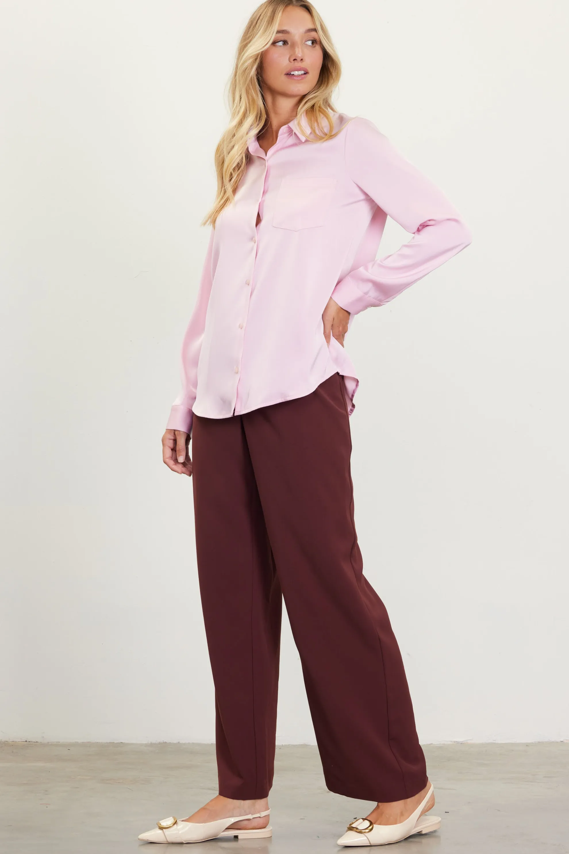 Satin Button Down Top