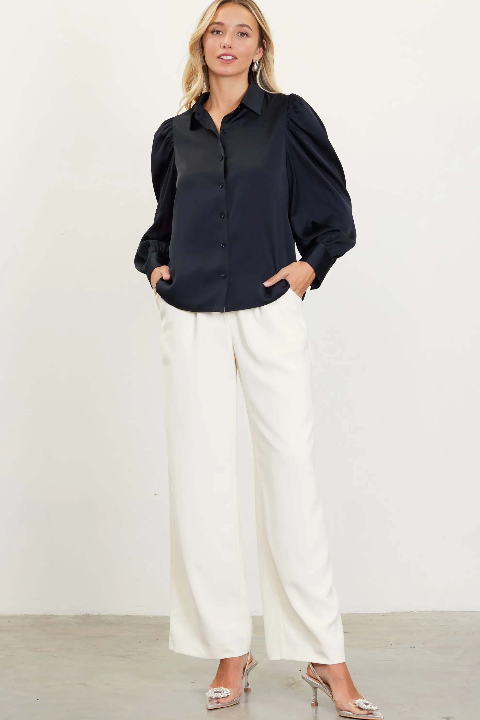 Recycled Button-Up Blouse