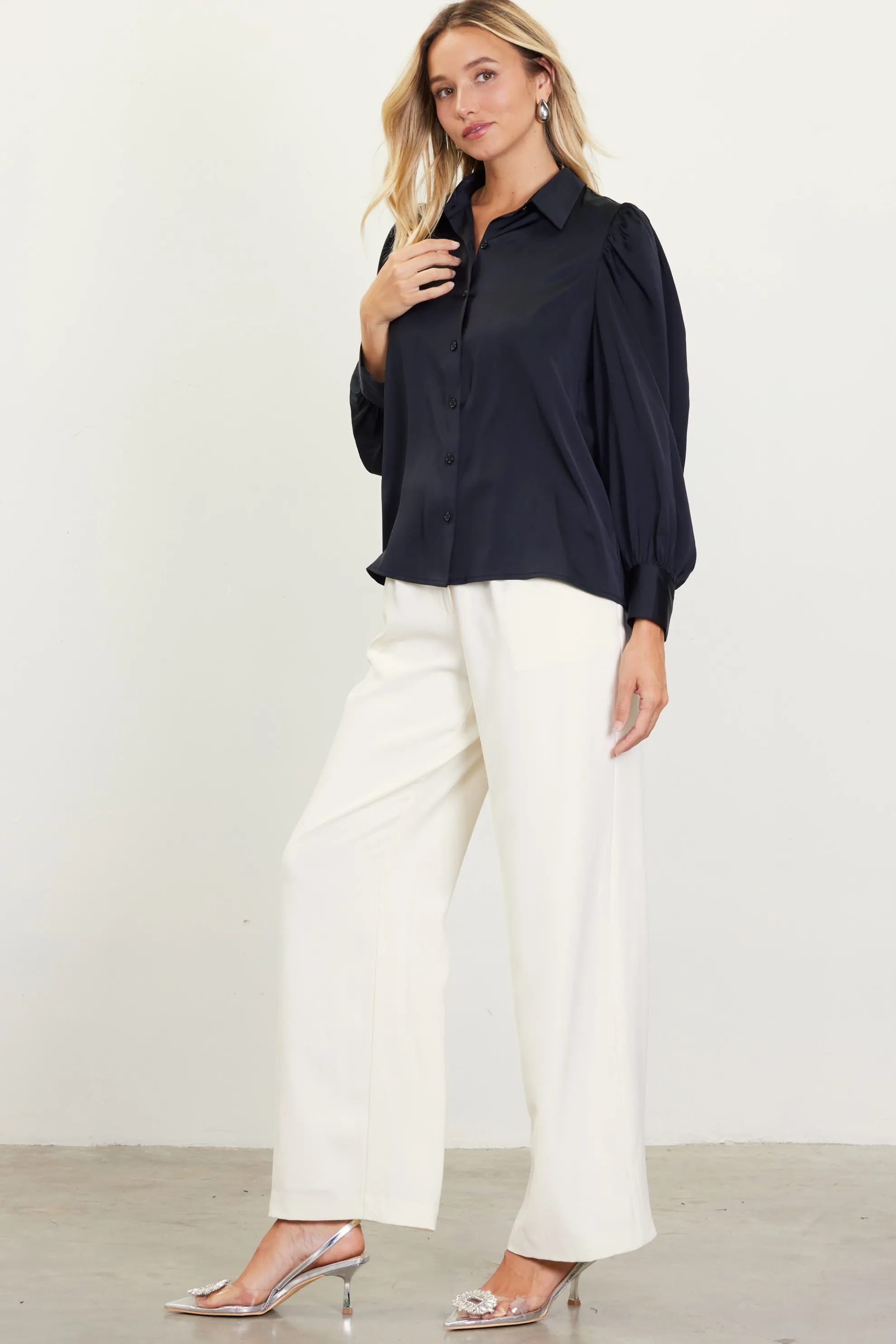 Recycled Button-Up Blouse