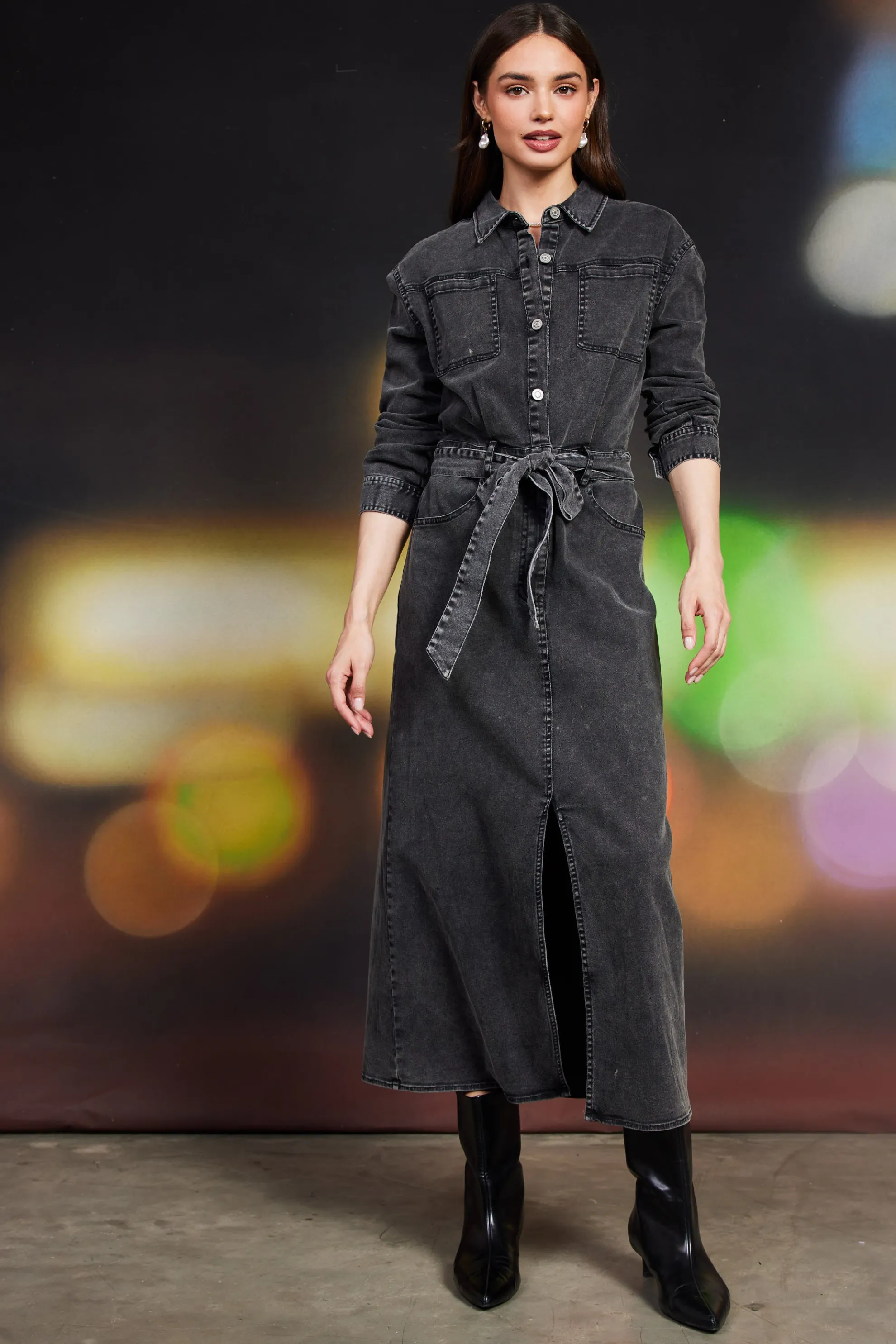 Utilitarian Detail Midi Dress