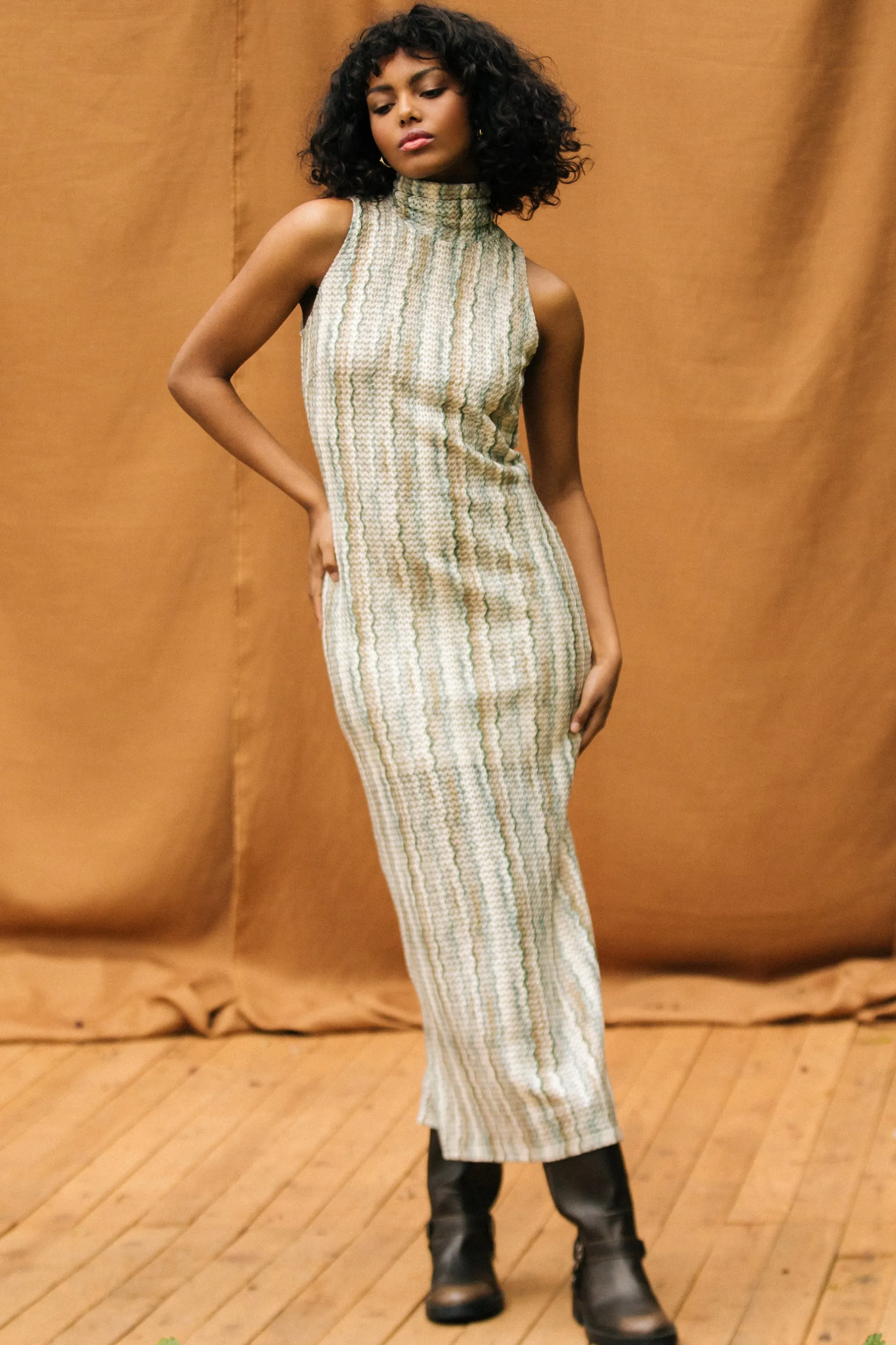 Printed Crochet Sleeveless Dress