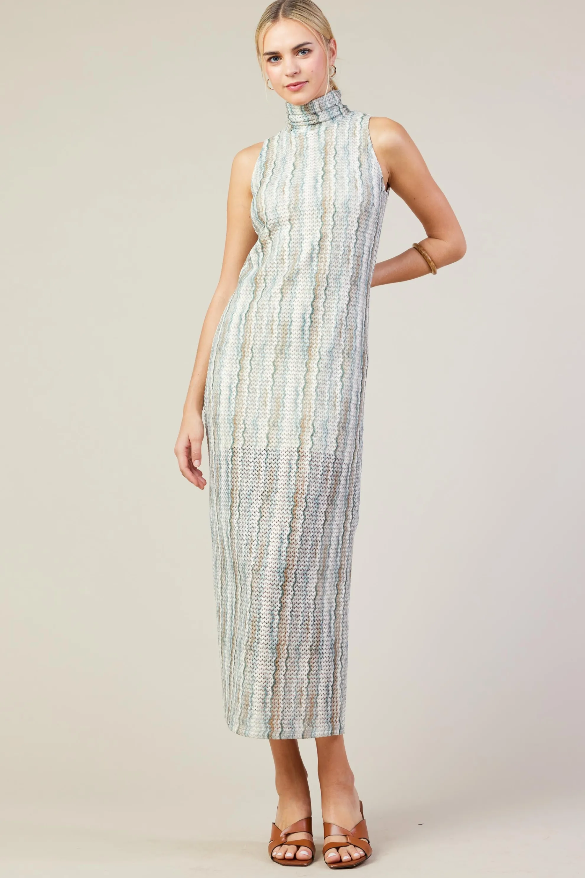 Printed Crochet Sleeveless Dress