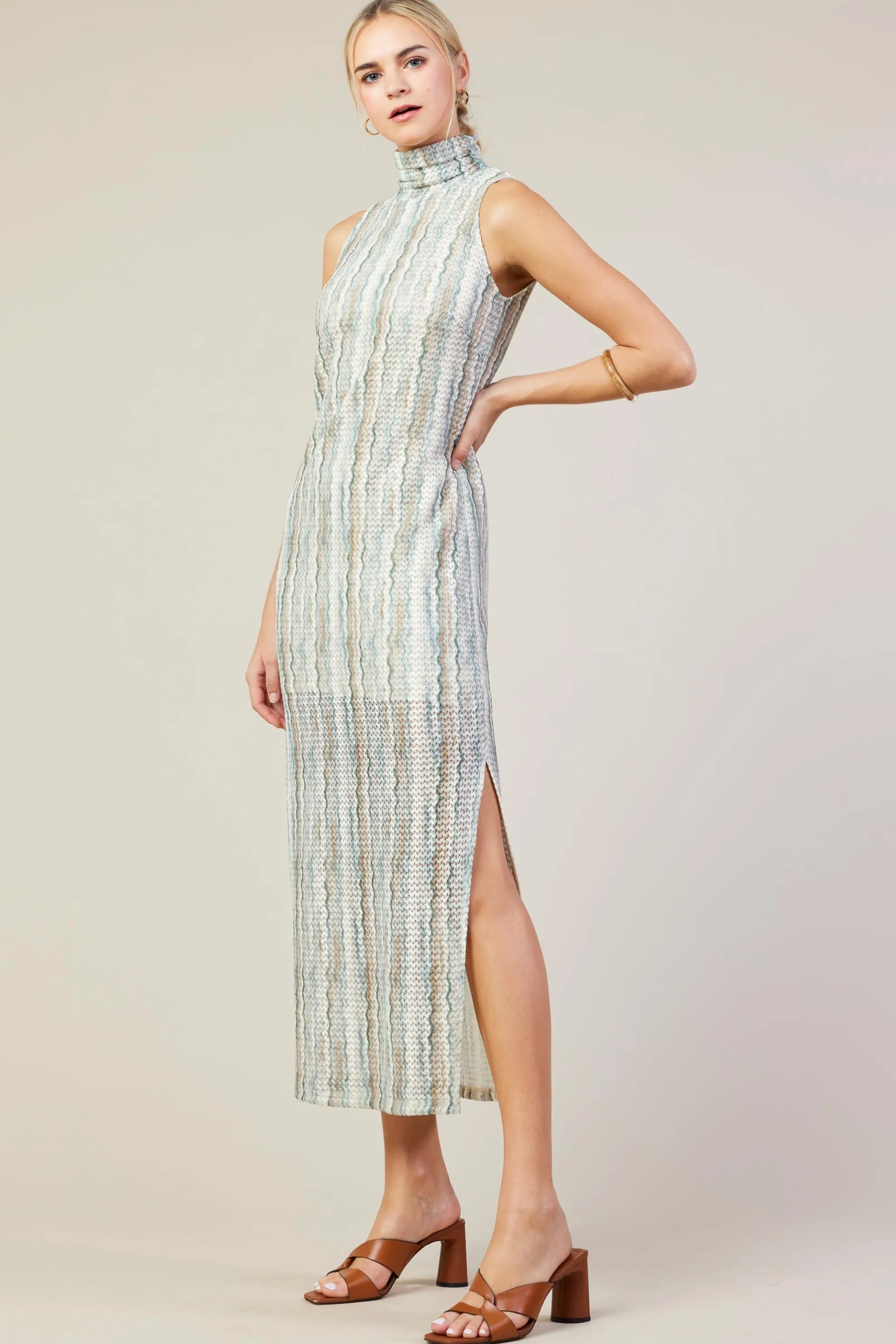 Printed Crochet Sleeveless Dress