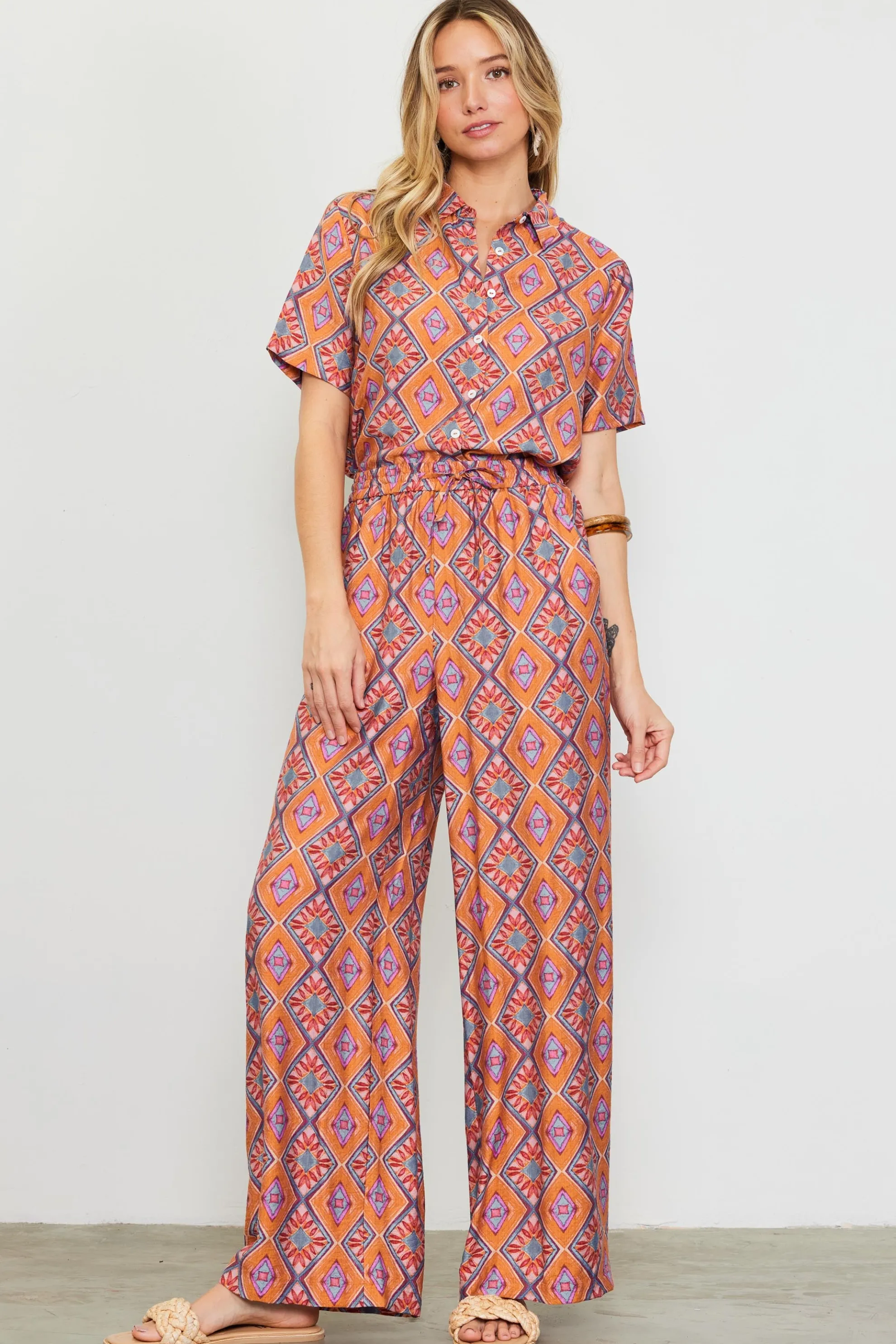 Aspen Print Elastic Waist Pants