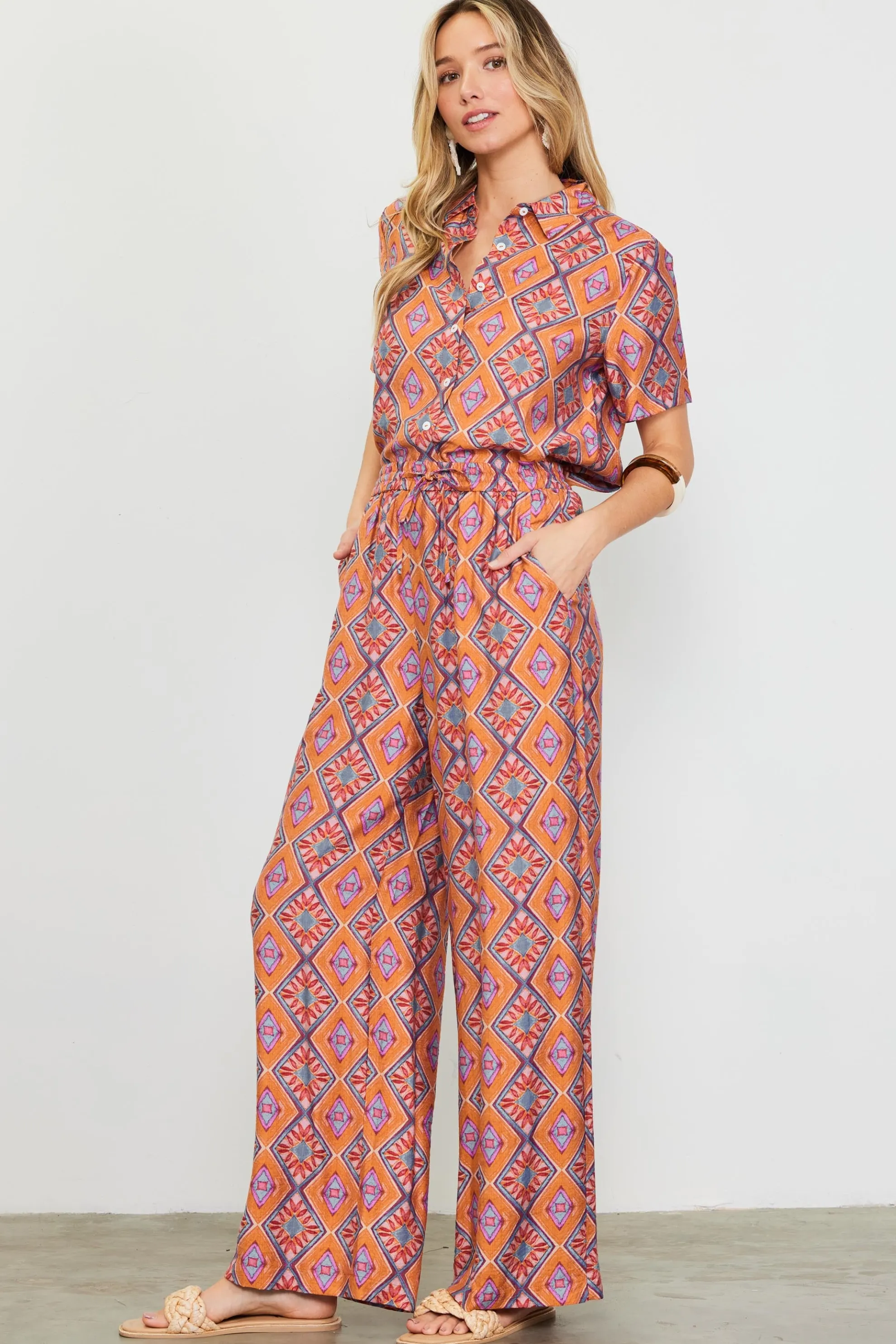 Aspen Print Elastic Waist Pants