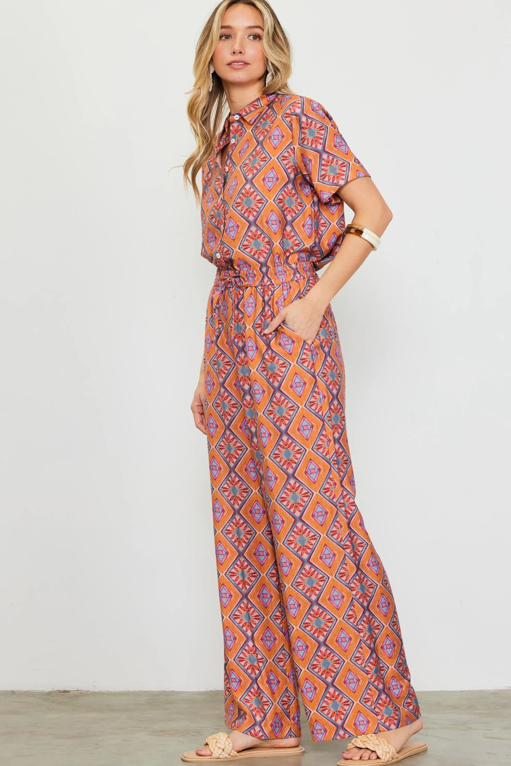 Aspen Print Elastic Waist Pants