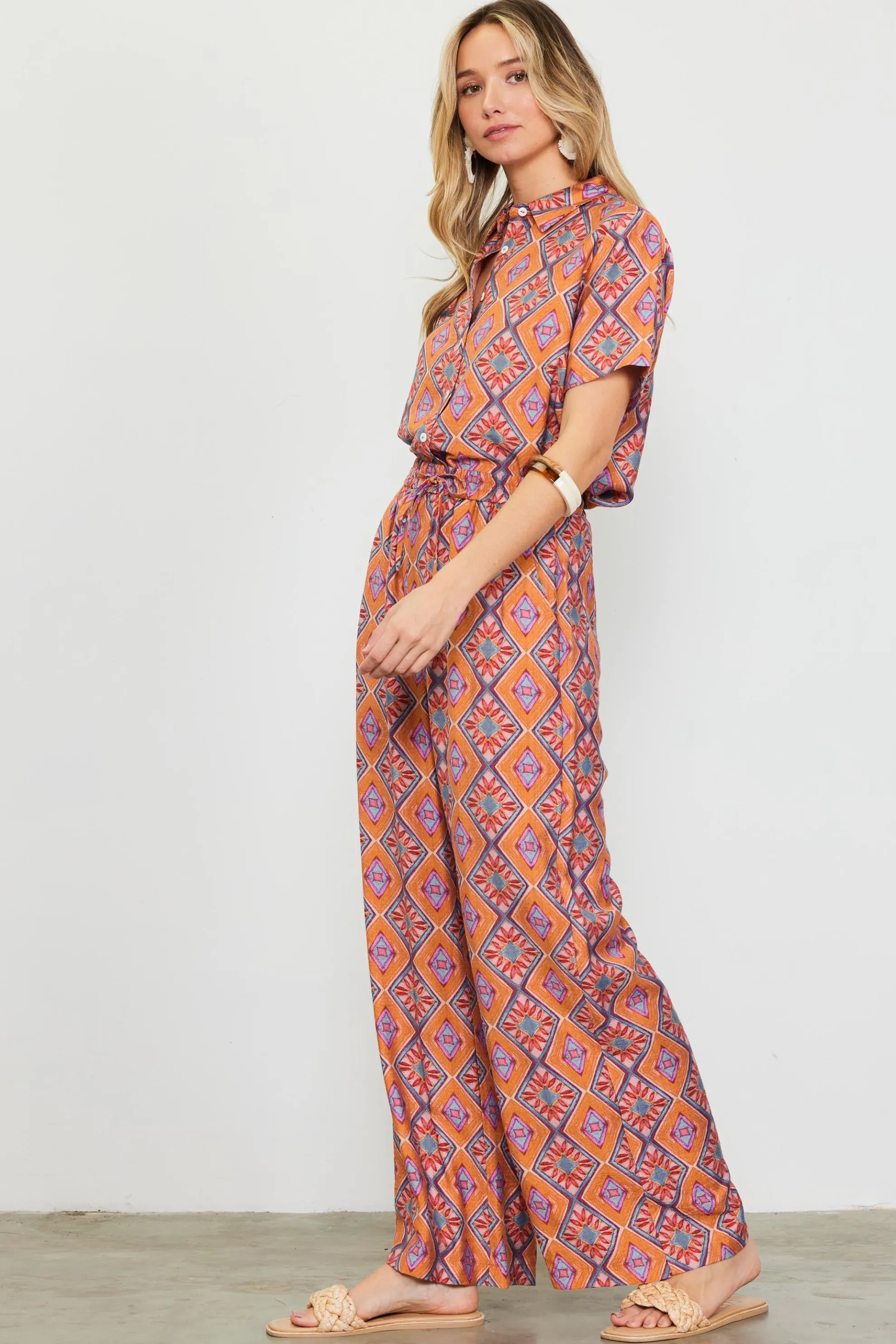 Aspen Print Elastic Waist Pants