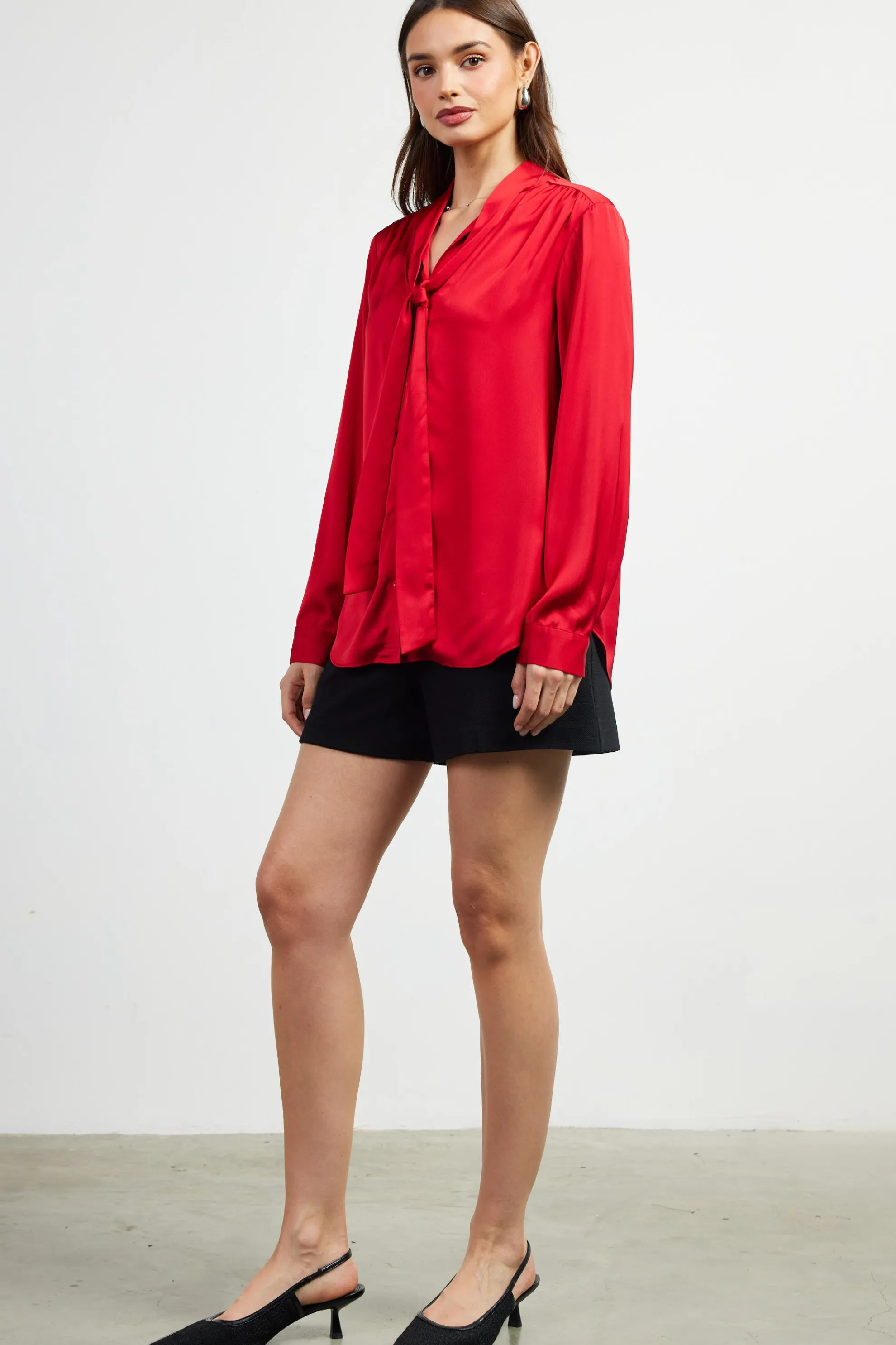 Recycled Tie Detail Blouse