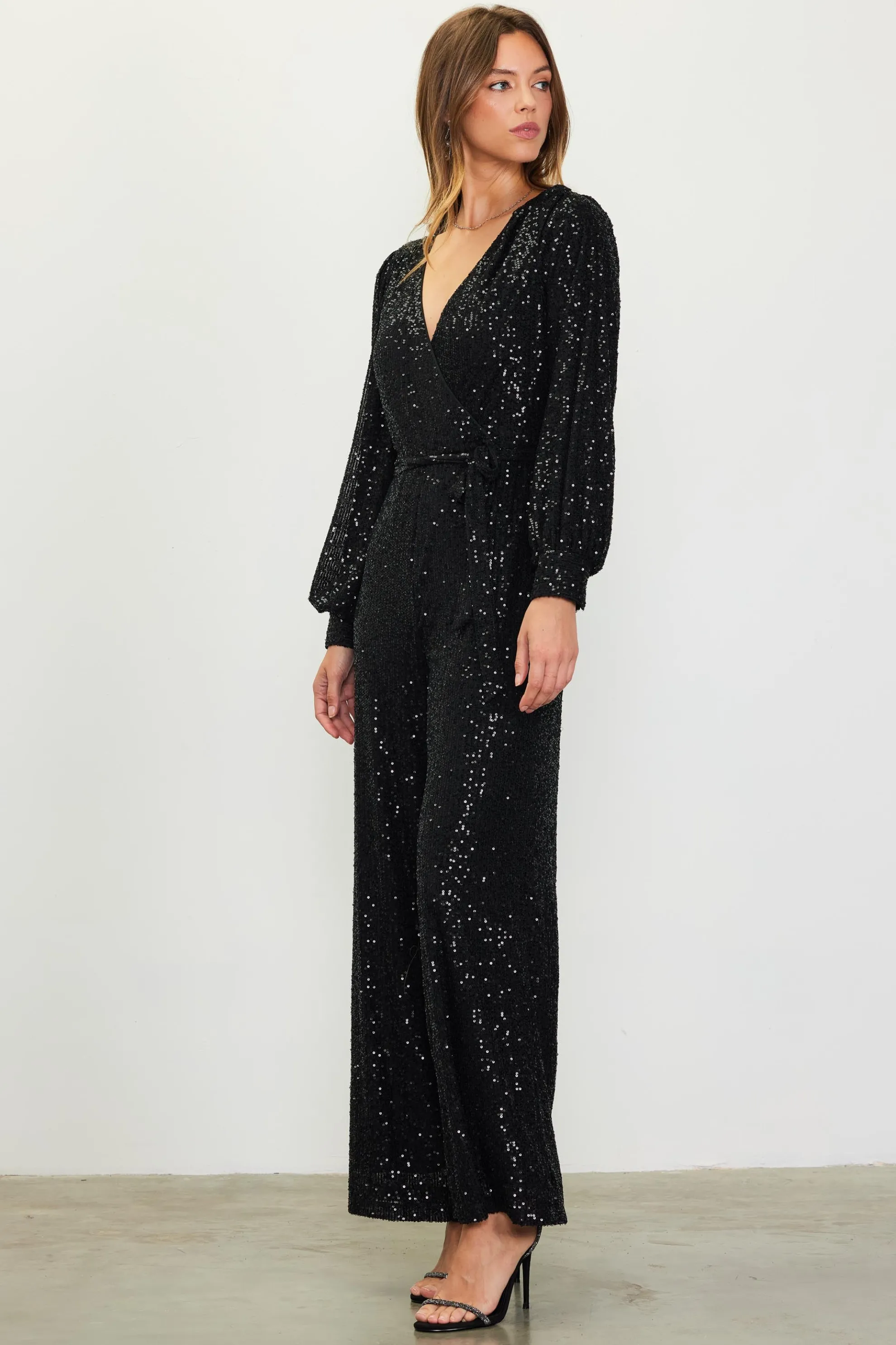 Sequin Wrap Jumpsuit