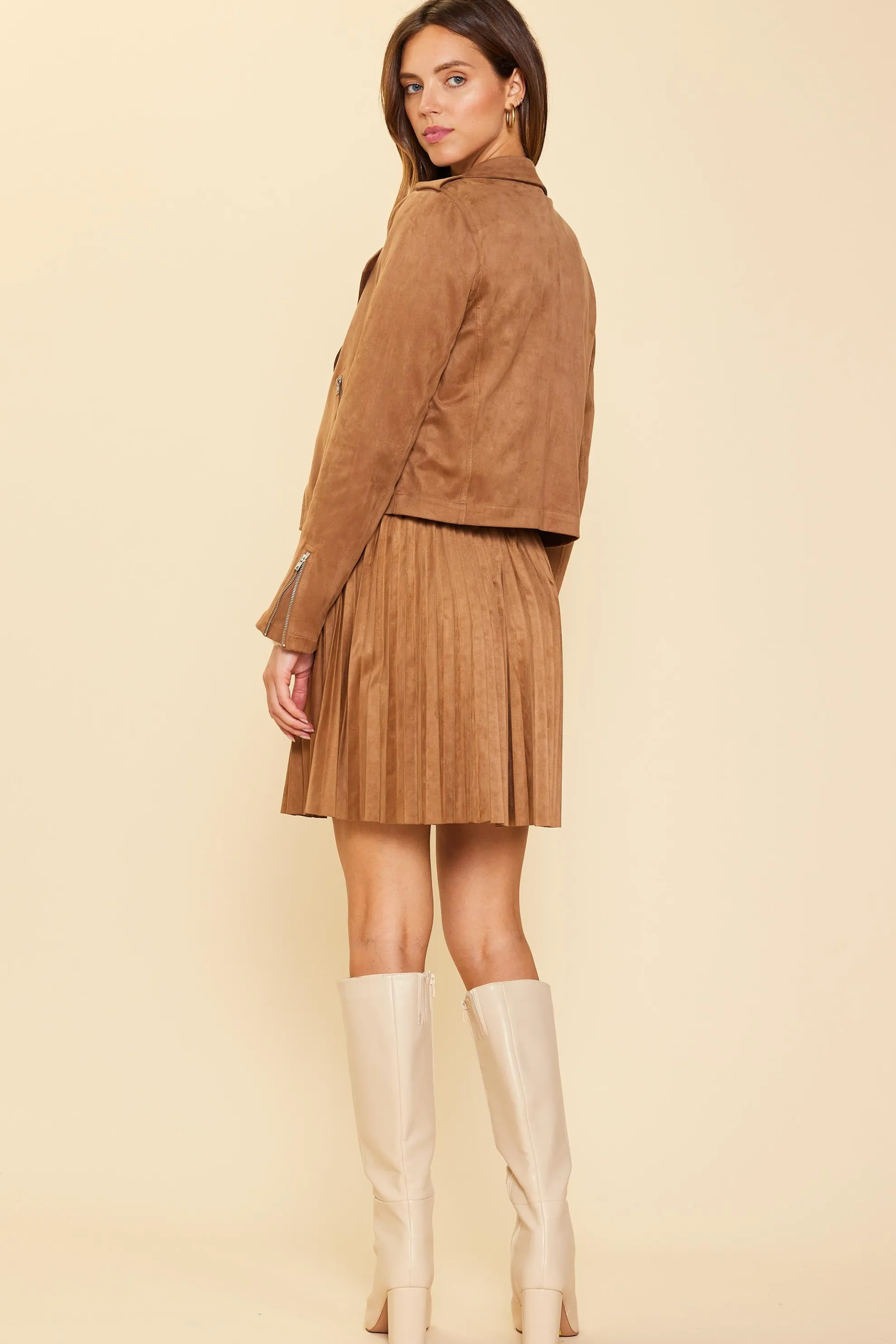 Faux Suede Moto Jacket