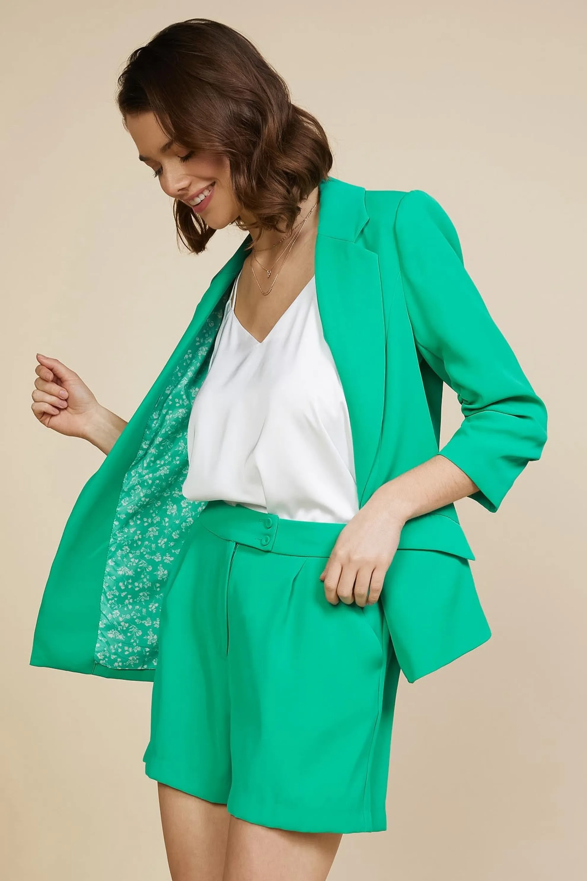 Recycled Shirred Sleeve Blazer