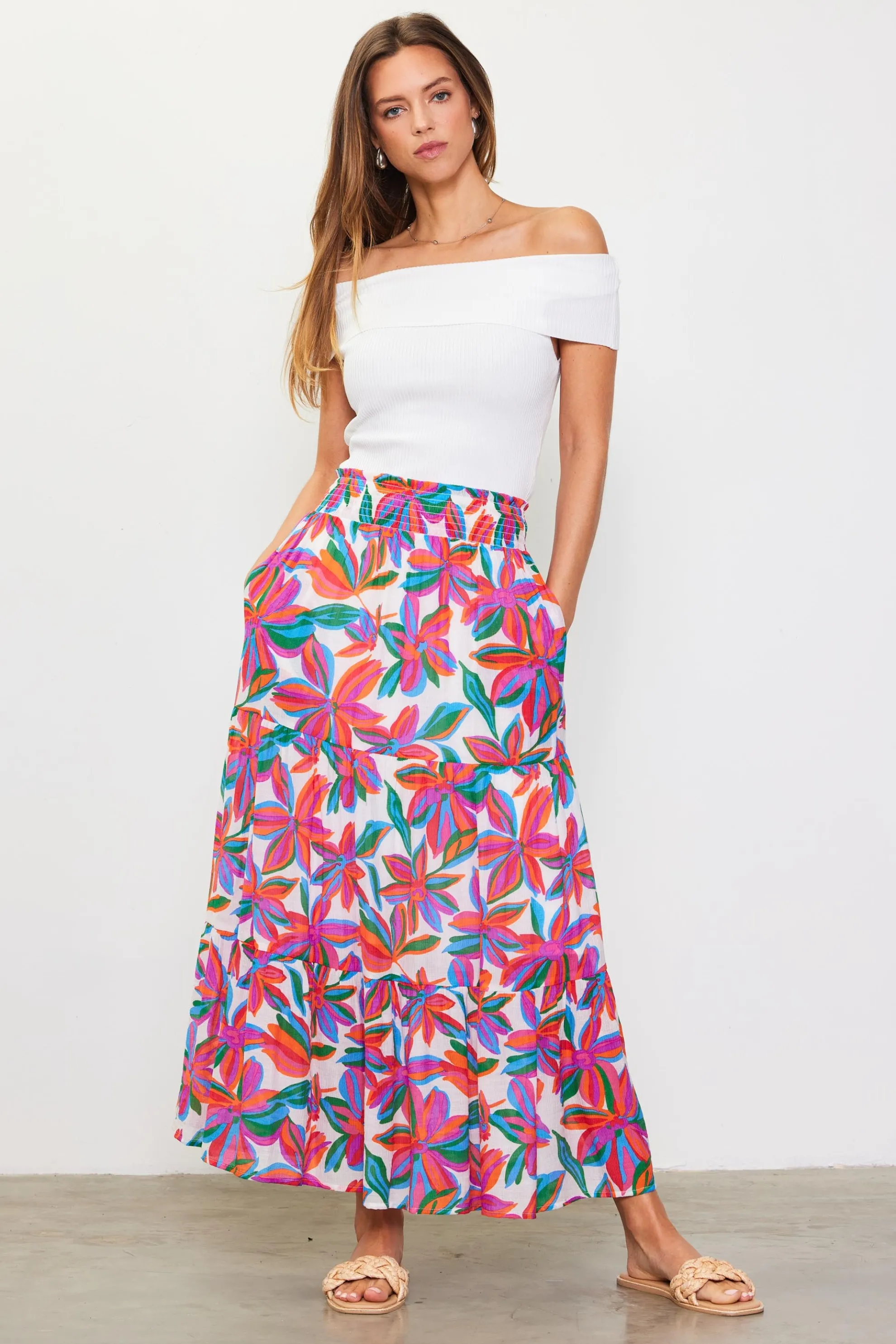Juliette Floral Print Midi Skirt