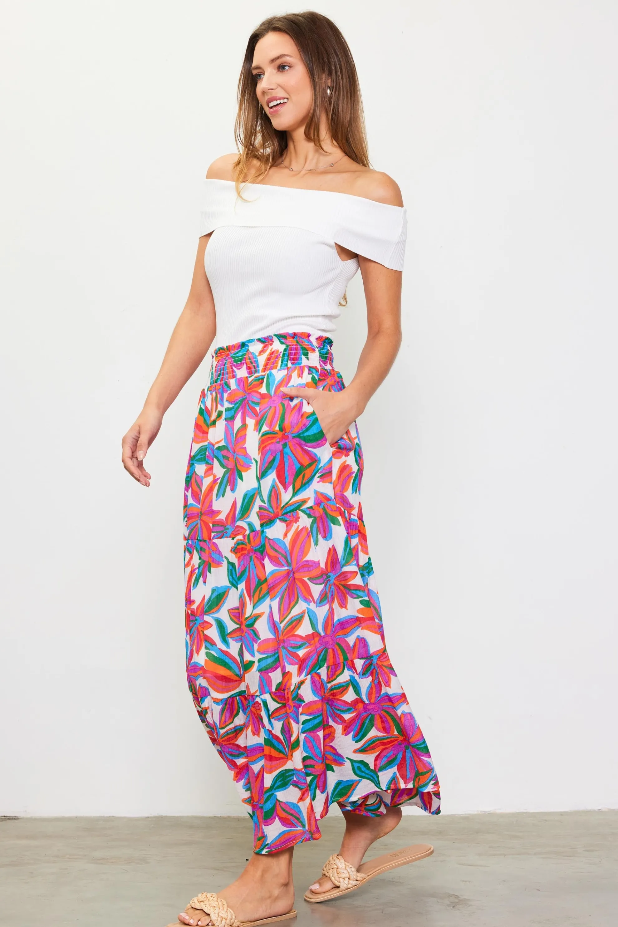 Juliette Floral Print Midi Skirt