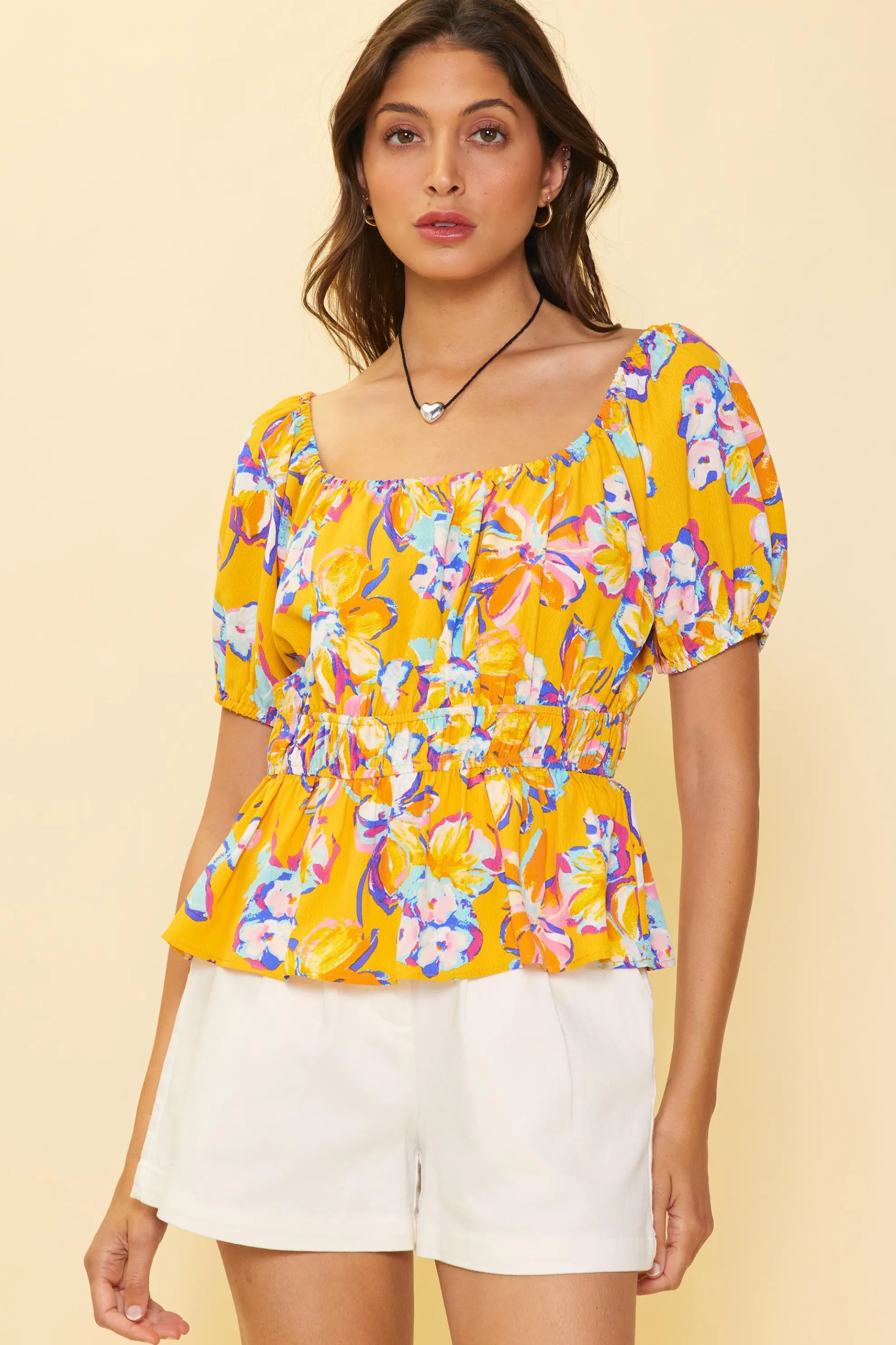 Floral Print Peplum Top