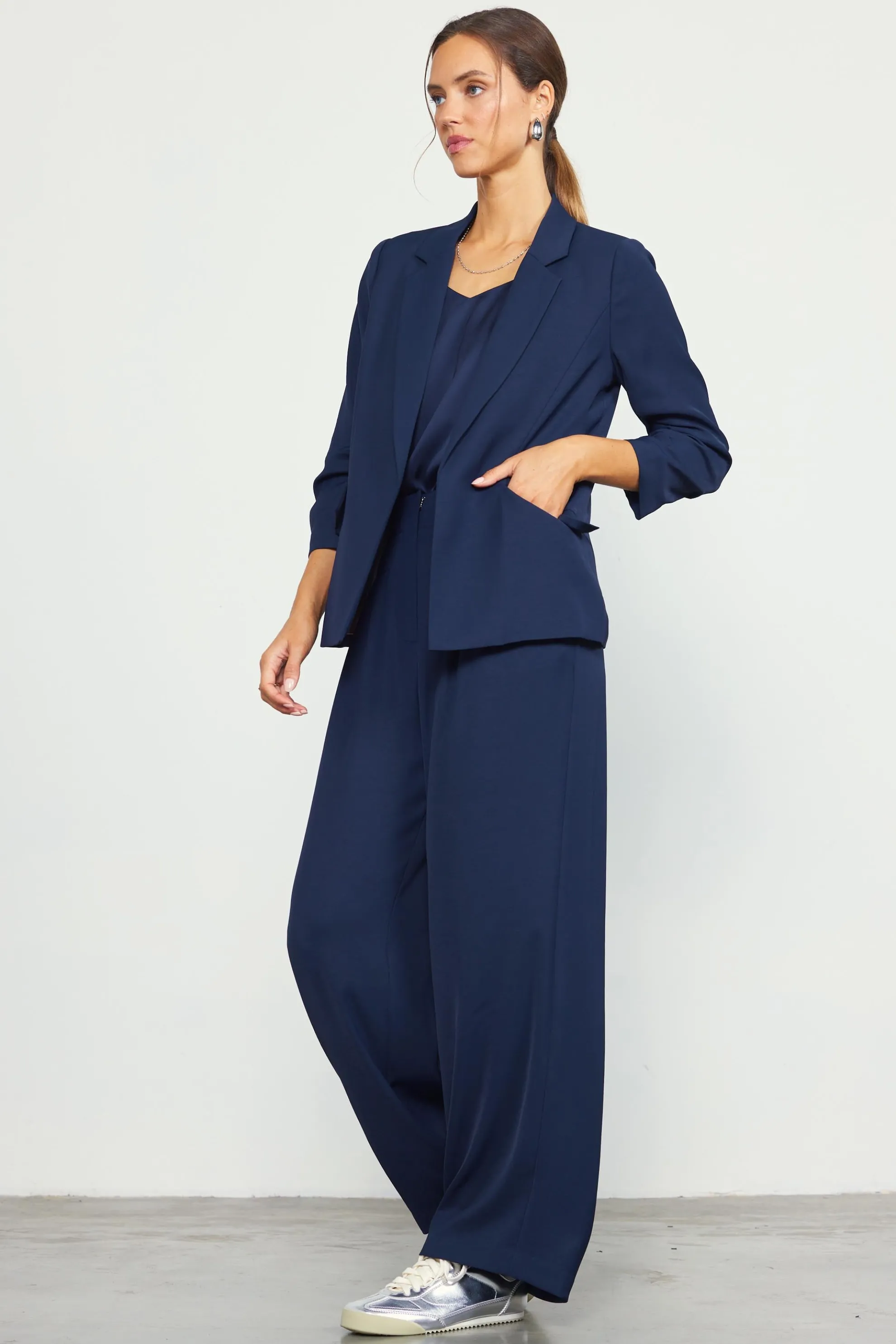 Recycled Shirred Sleeve Blazer