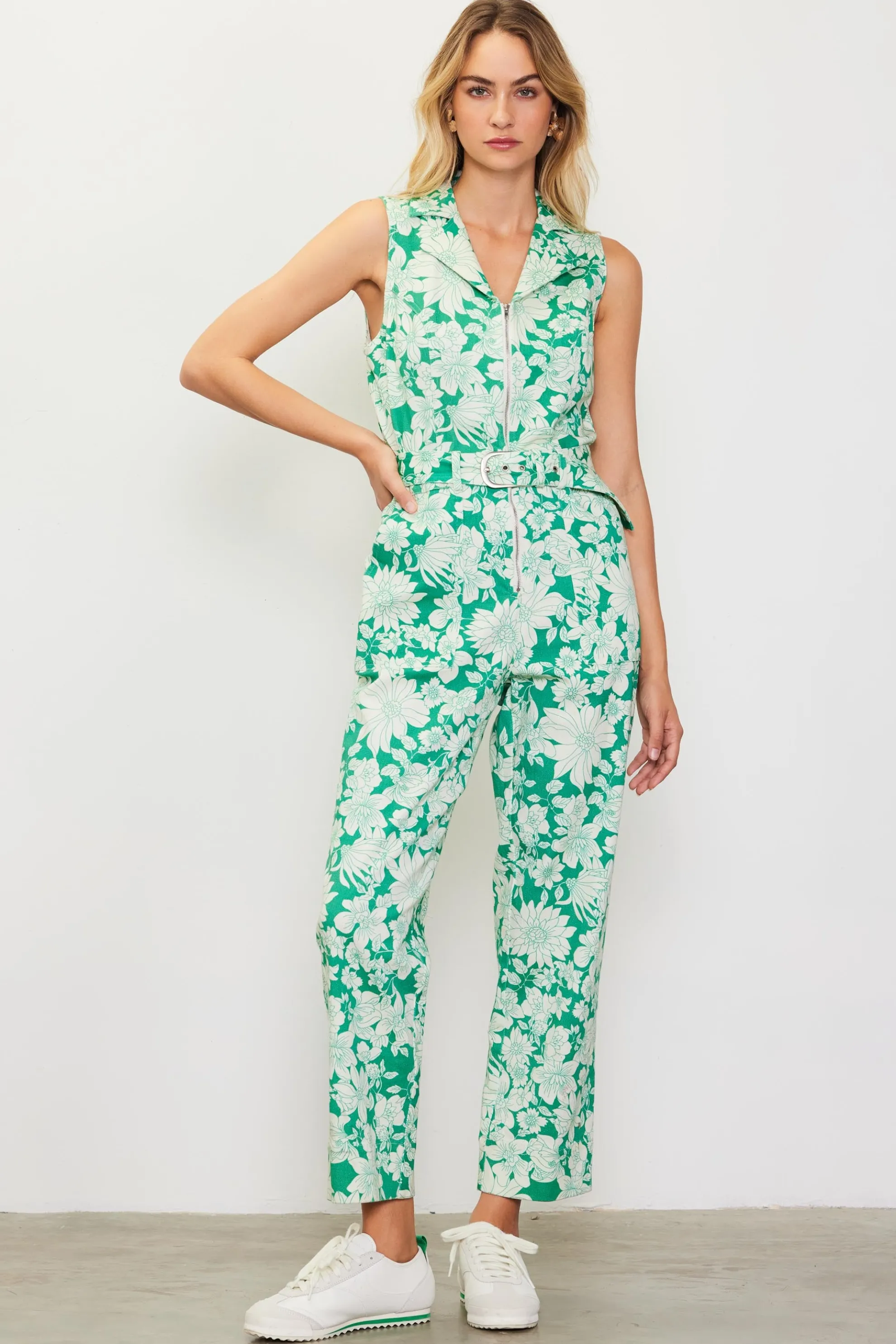 Lily Print Twill Sleeveless Jumpsuit