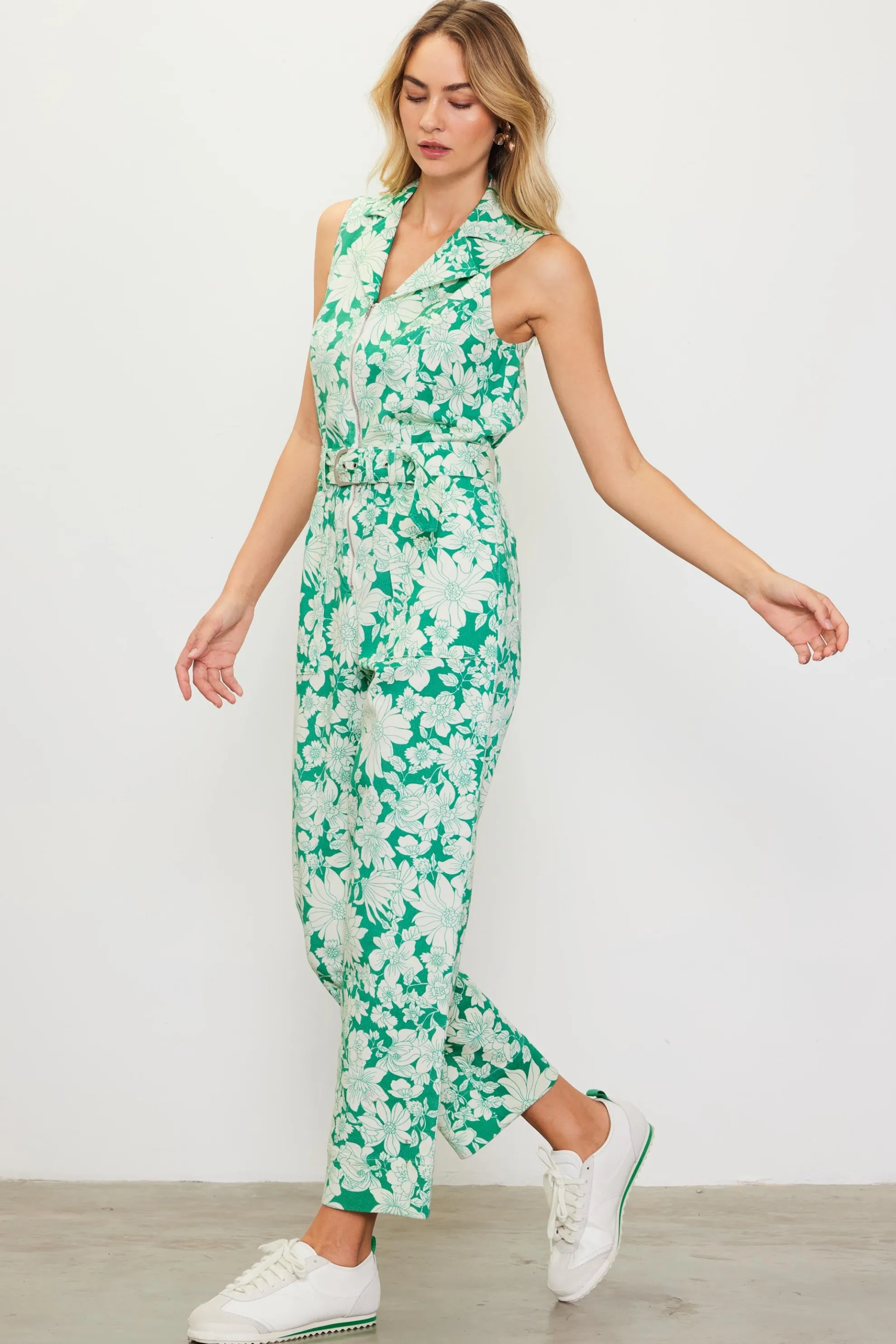 Lily Print Twill Sleeveless Jumpsuit