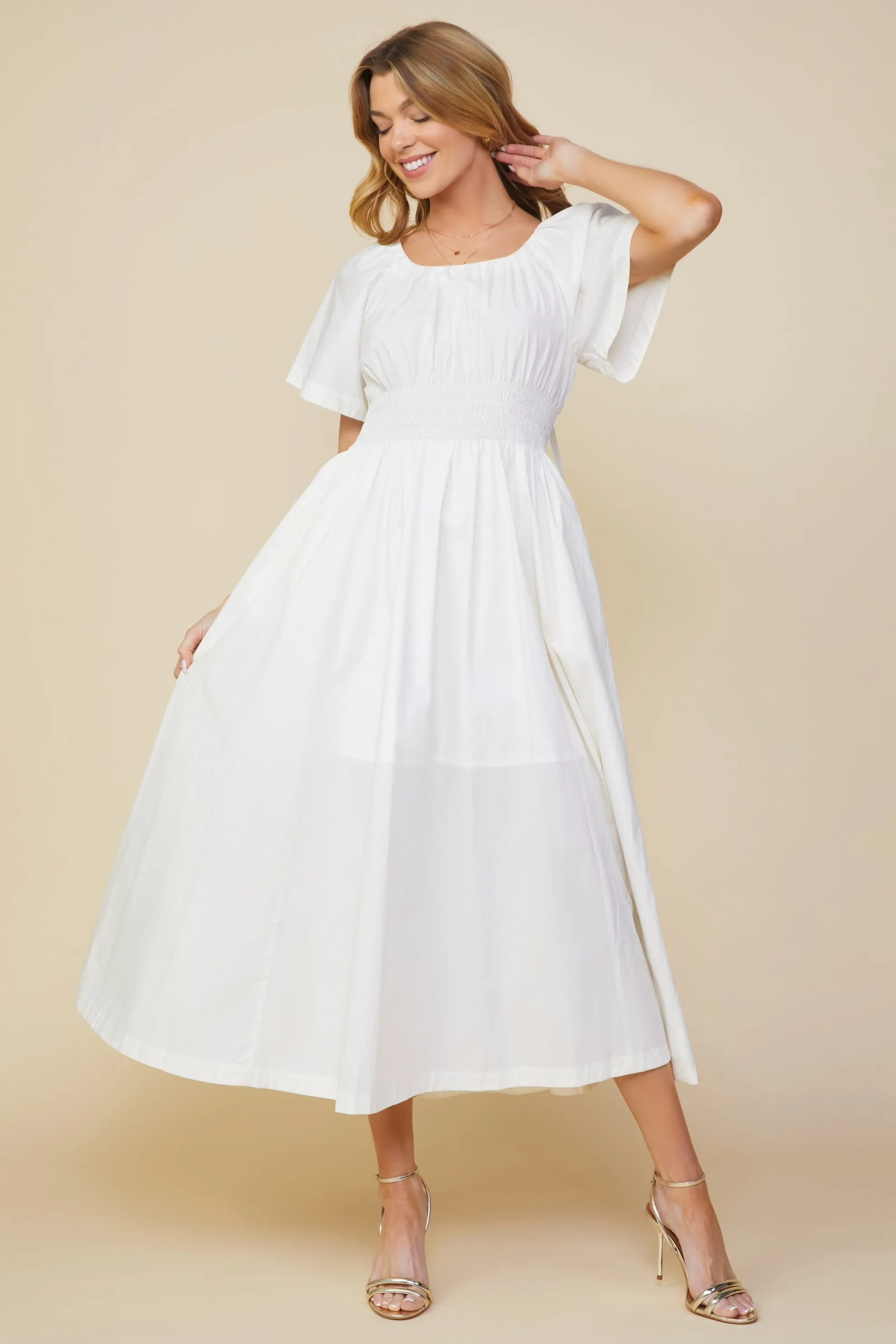 Andrea Poplin Midi Dress