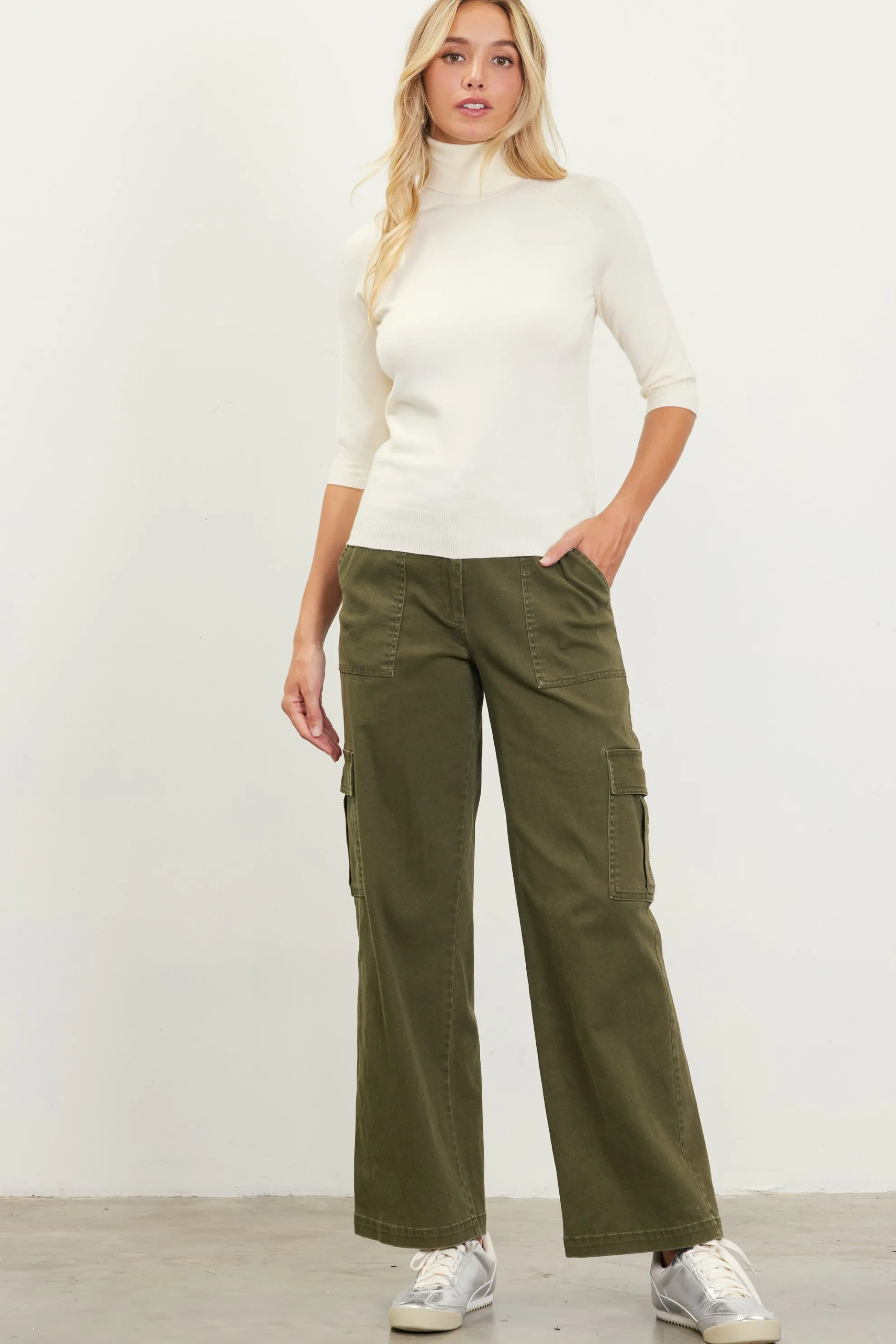 Turtleneck Three Quarter Sleeve Sweater