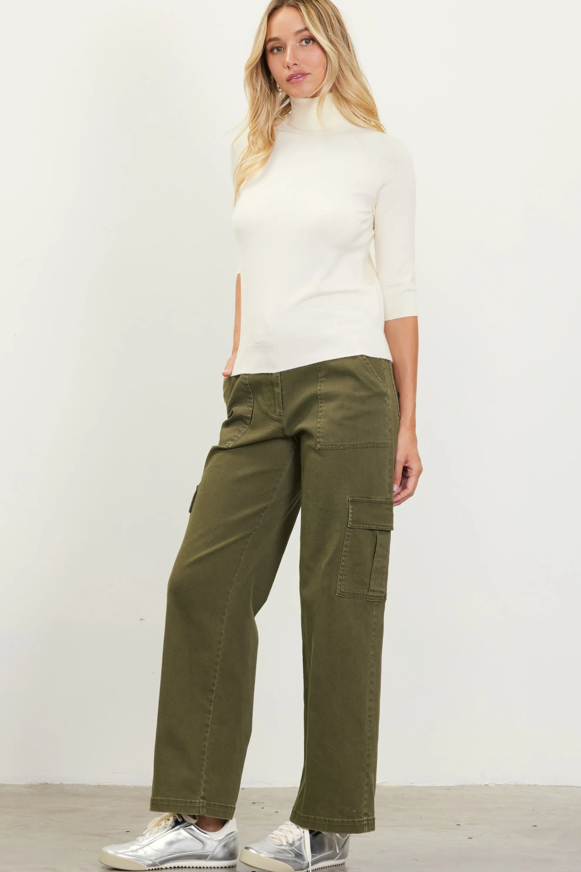 Turtleneck Three Quarter Sleeve Sweater