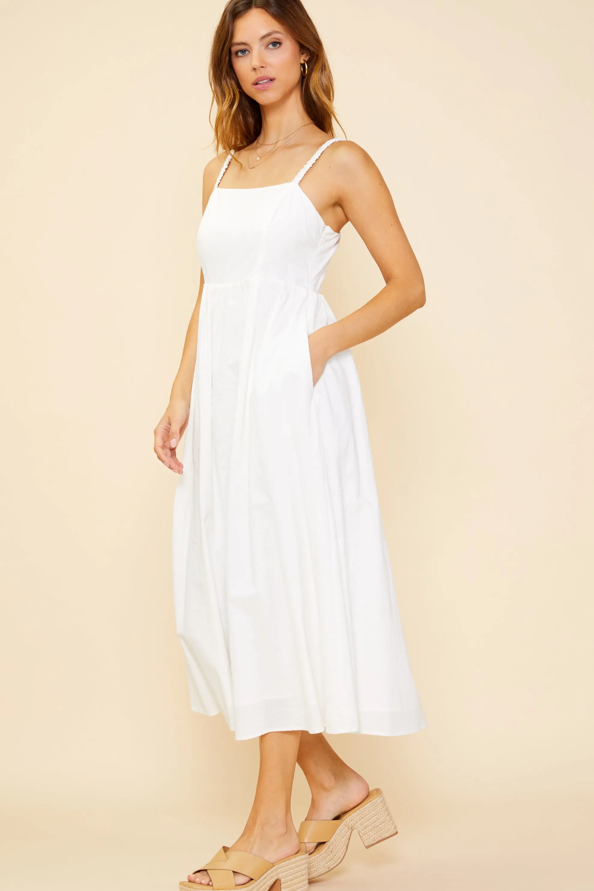 Criss Cross Back Tie Midi Dress