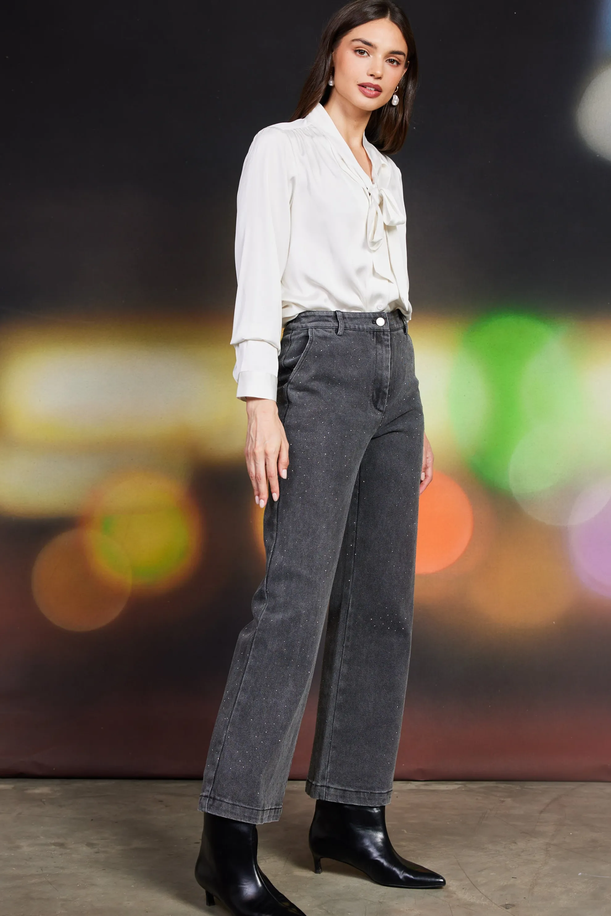 Lydia Rhinestone Denim Pants