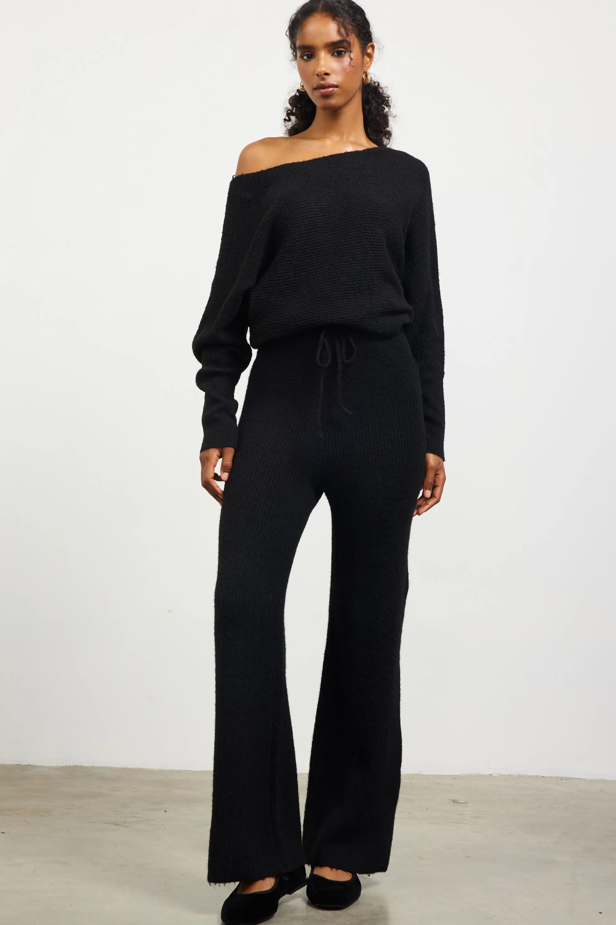 Ribbed Knit Wide Leg Pants