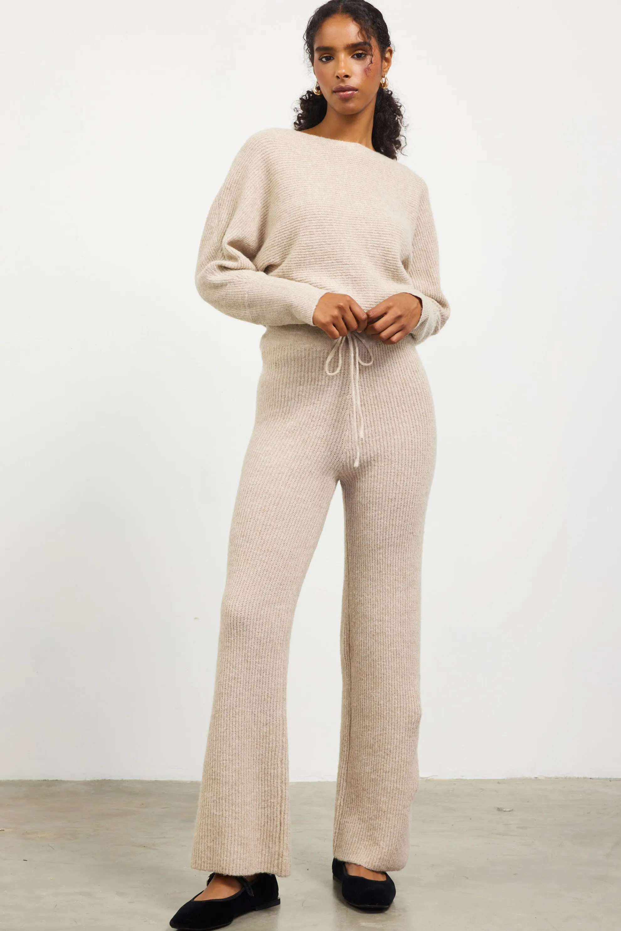 Ribbed Knit Wide Leg Pants