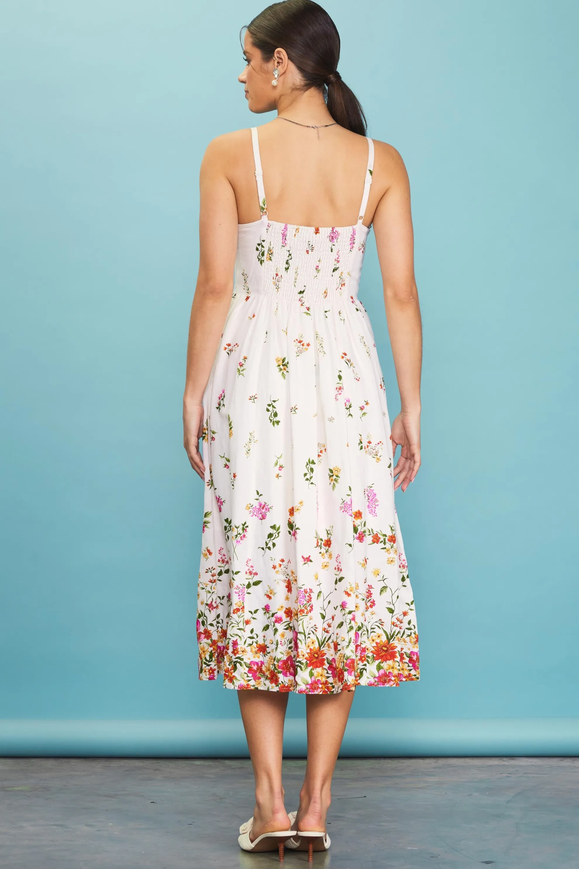 Floral Motif Print Midi Dress