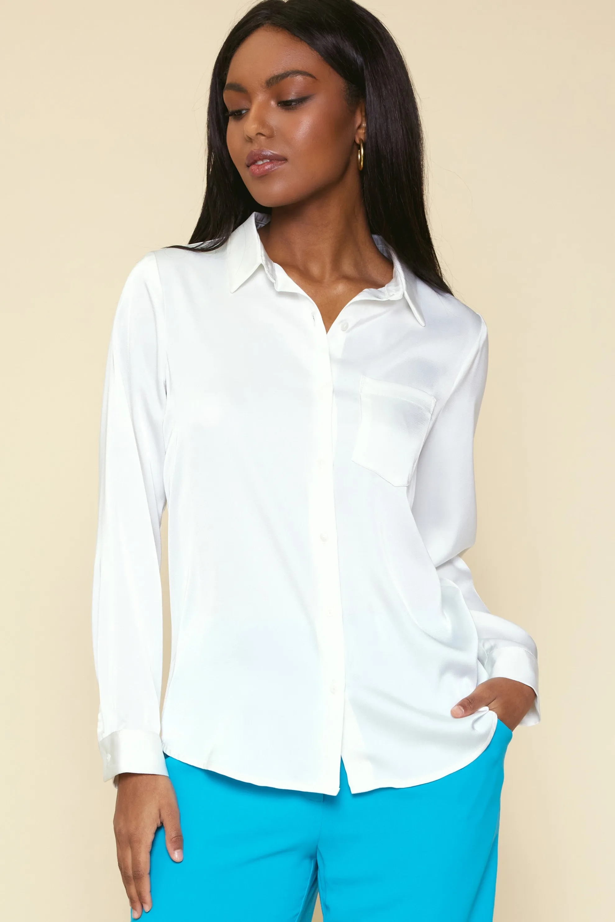 Satin Button Down Shirt
