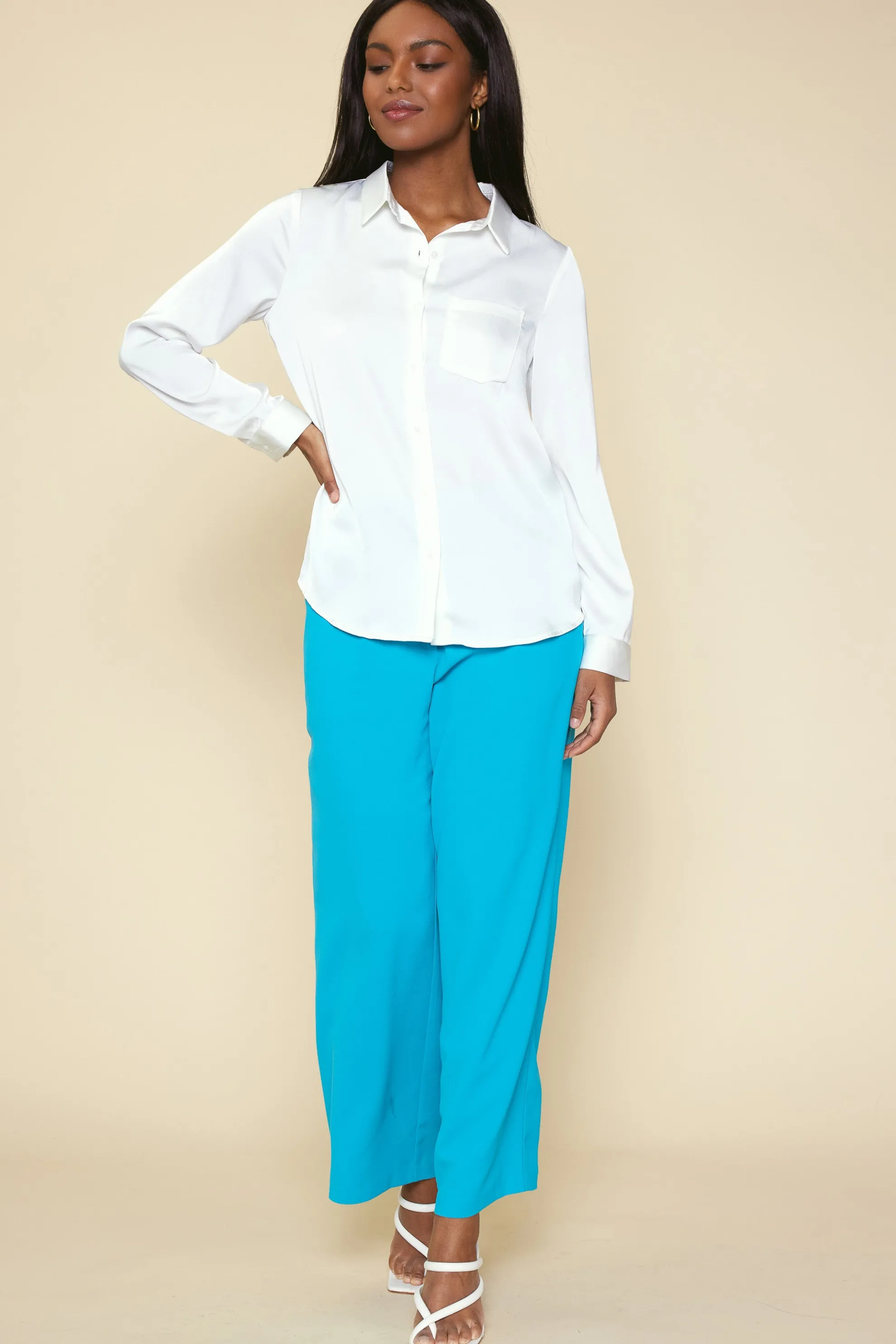 Satin Button Down Shirt