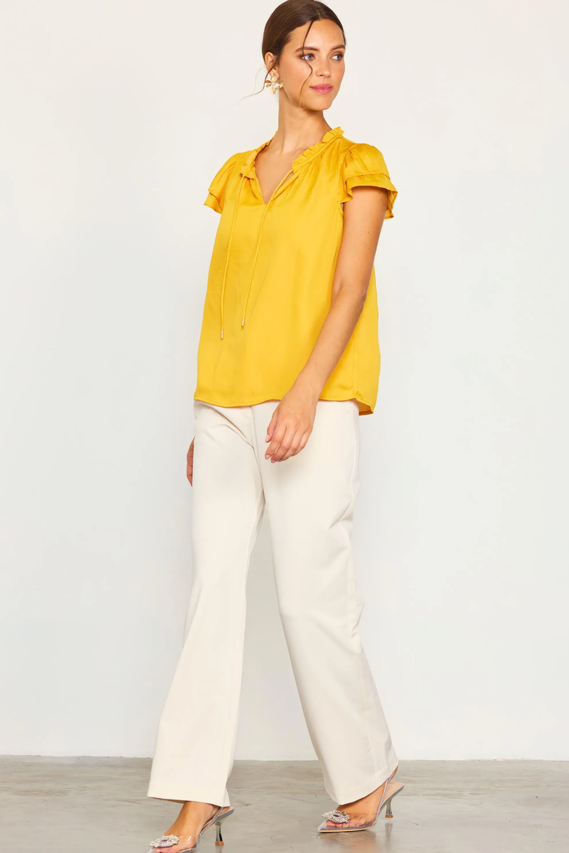 Satin Ruffled Detail Top