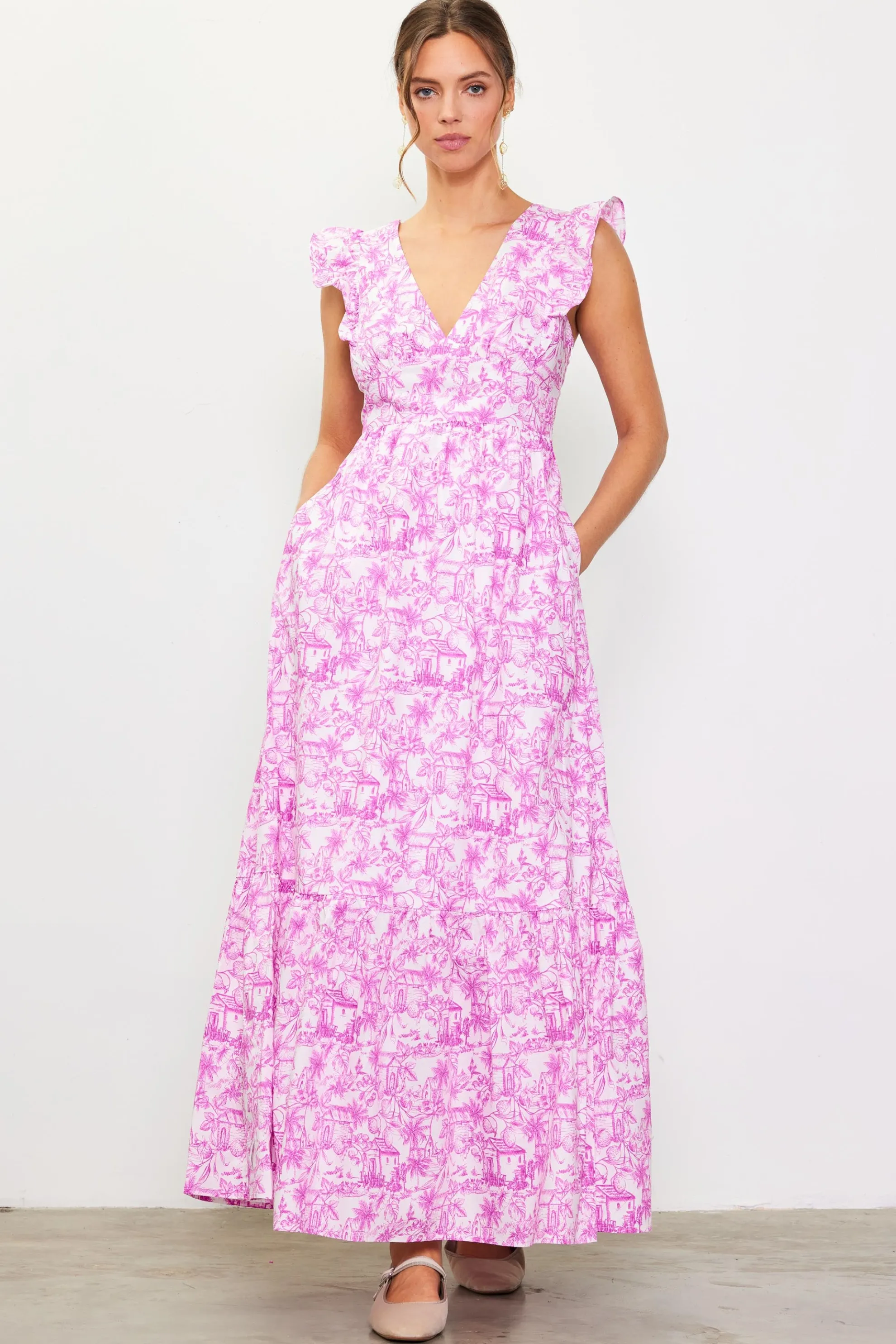 Daphne Floral Print Ruffled Maxi Dress