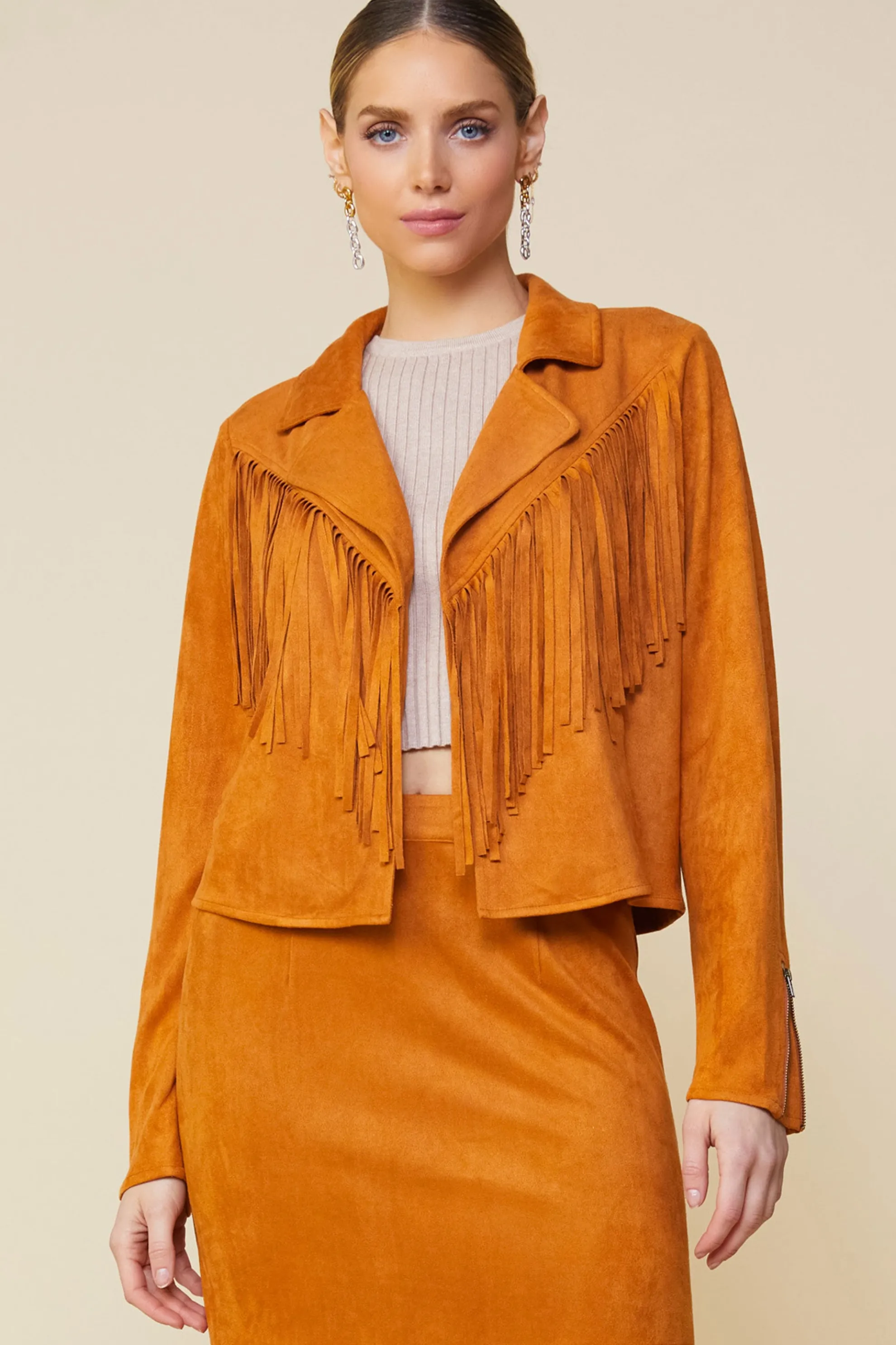 Faux Leather Fringe Jacket