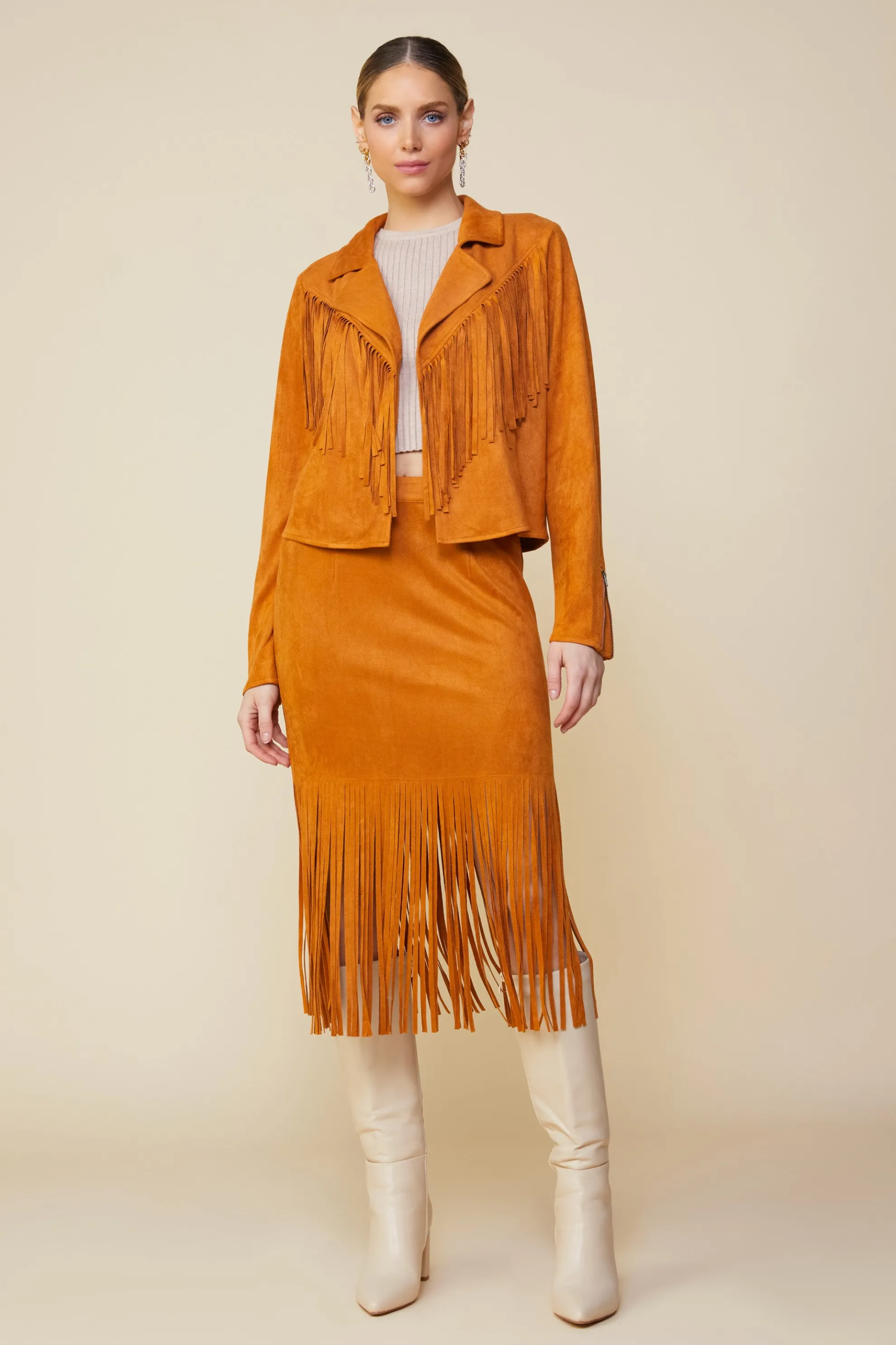Faux Leather Fringe Jacket