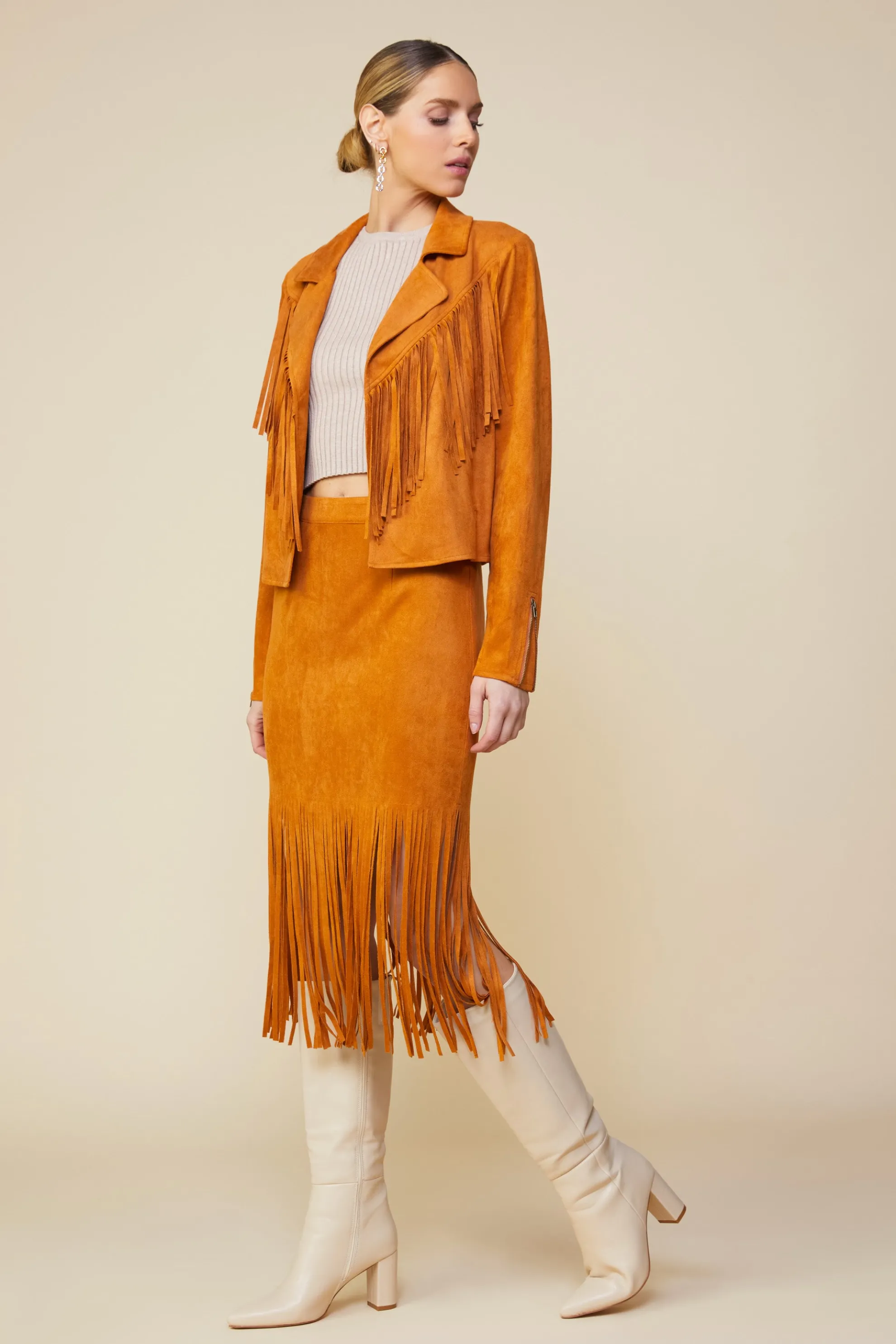 Faux Leather Fringe Jacket
