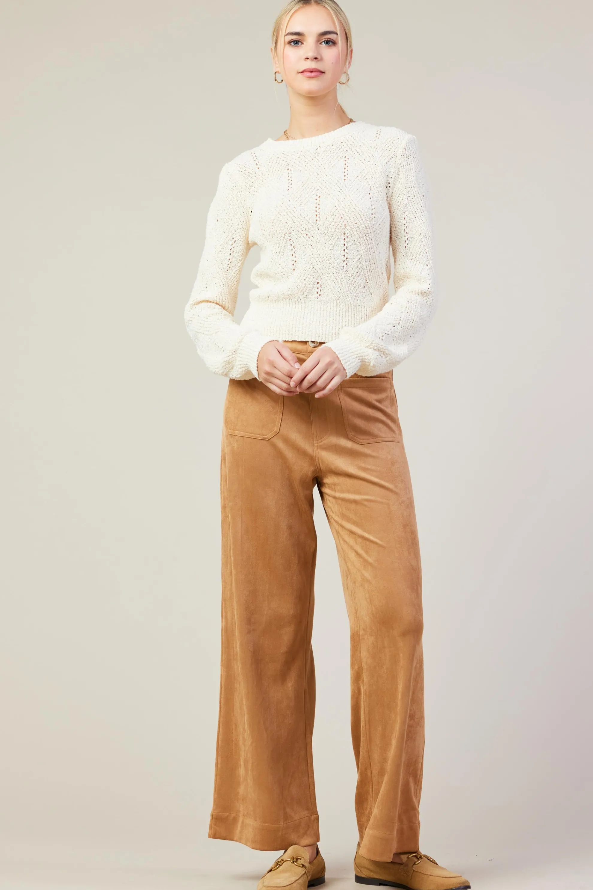 Rhomboid Pattern Crew Neck Sweater