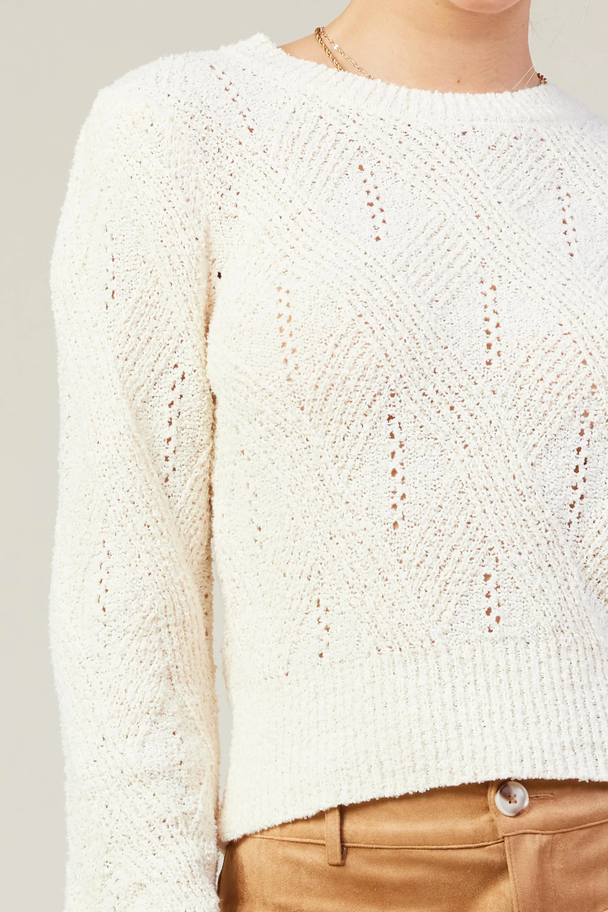 Rhomboid Pattern Crew Neck Sweater