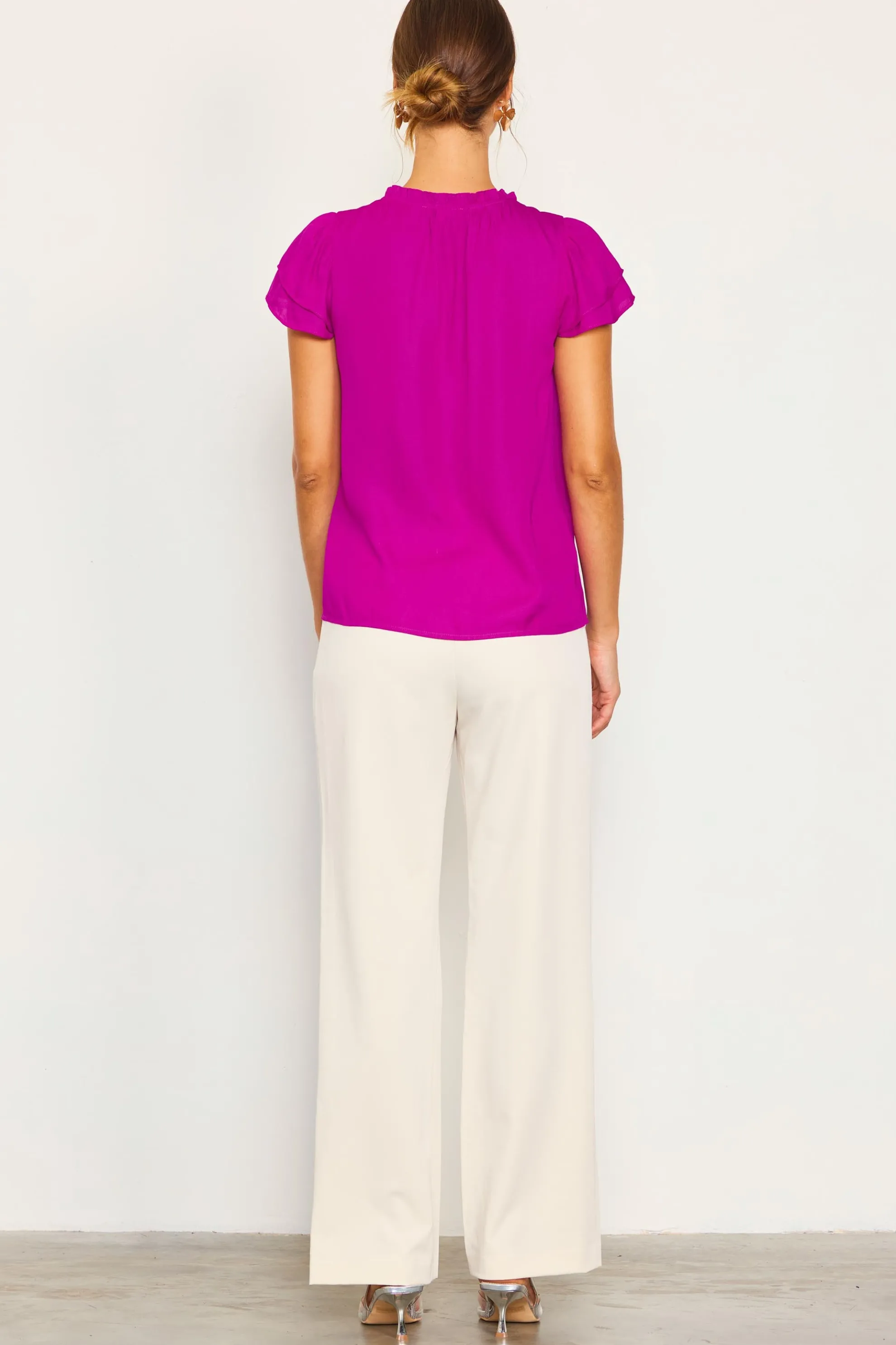 Satin Ruffled Detail Top