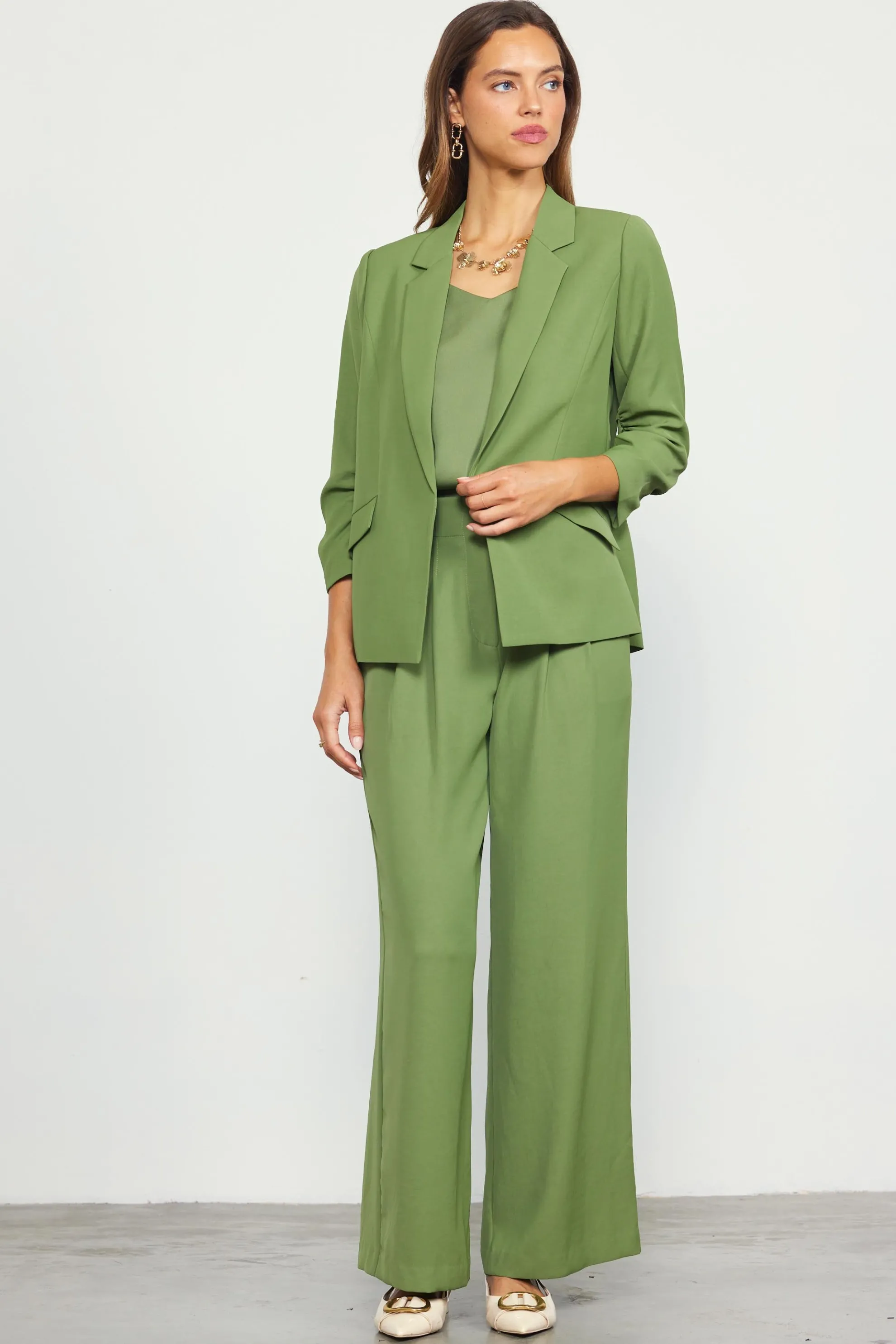 Recycled Shirred Sleeve Blazer