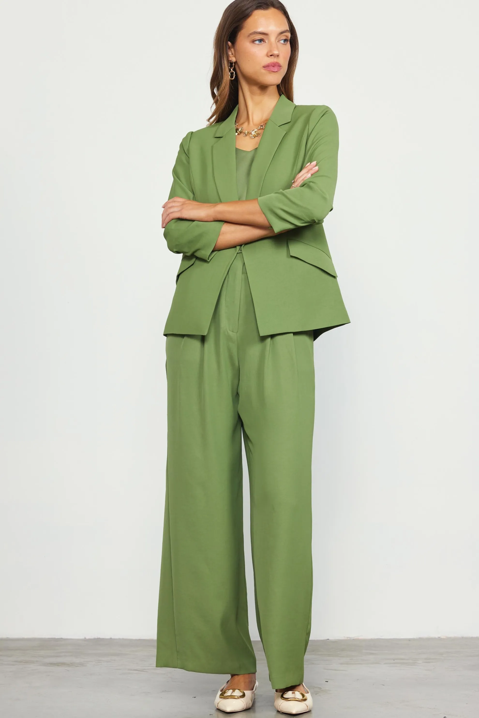 Recycled Shirred Sleeve Blazer